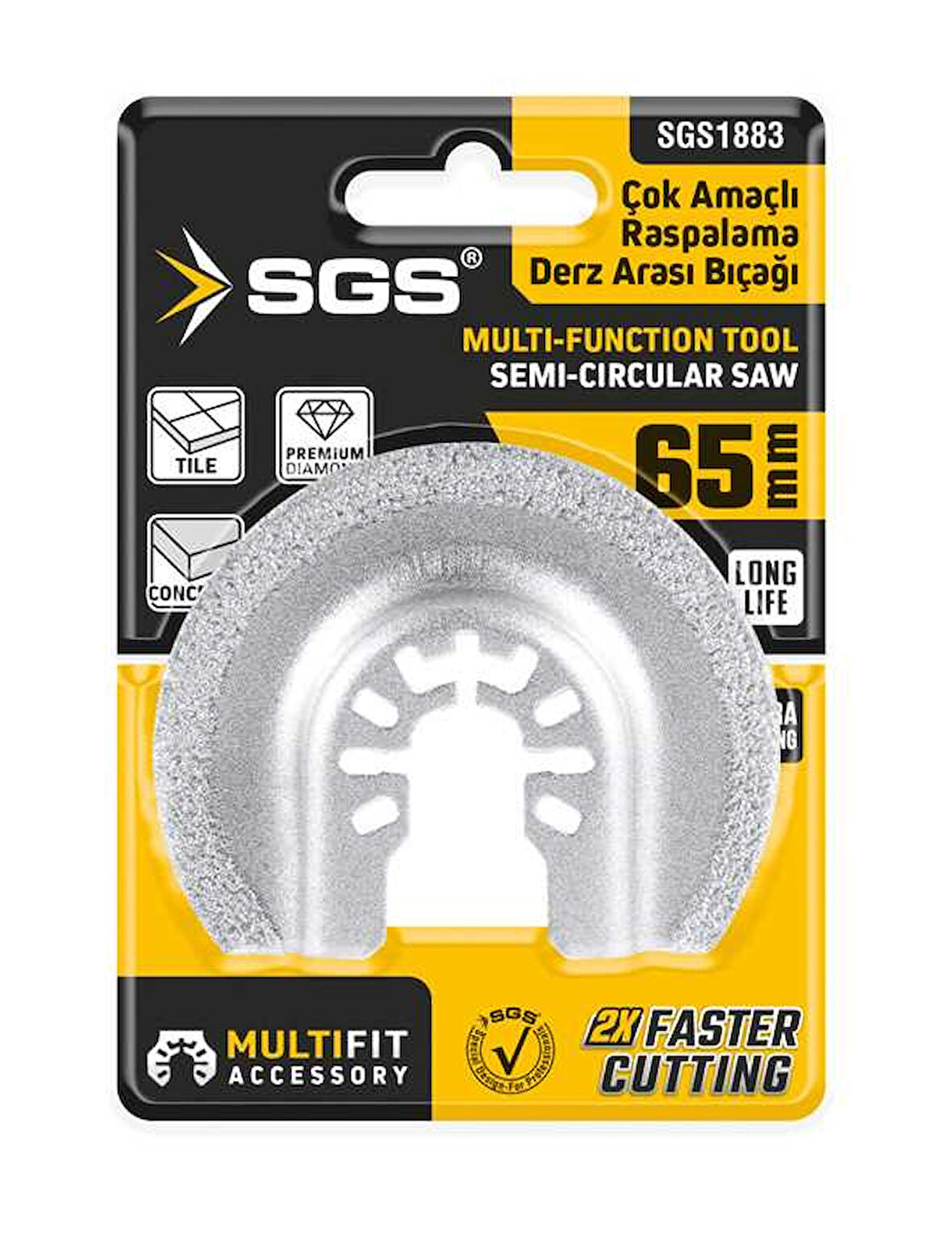 SGS1883 - Multi Tools Çok Amaçlı Raspalama Derz Arası Temizleme Aparatı Elmas Uç 65mm