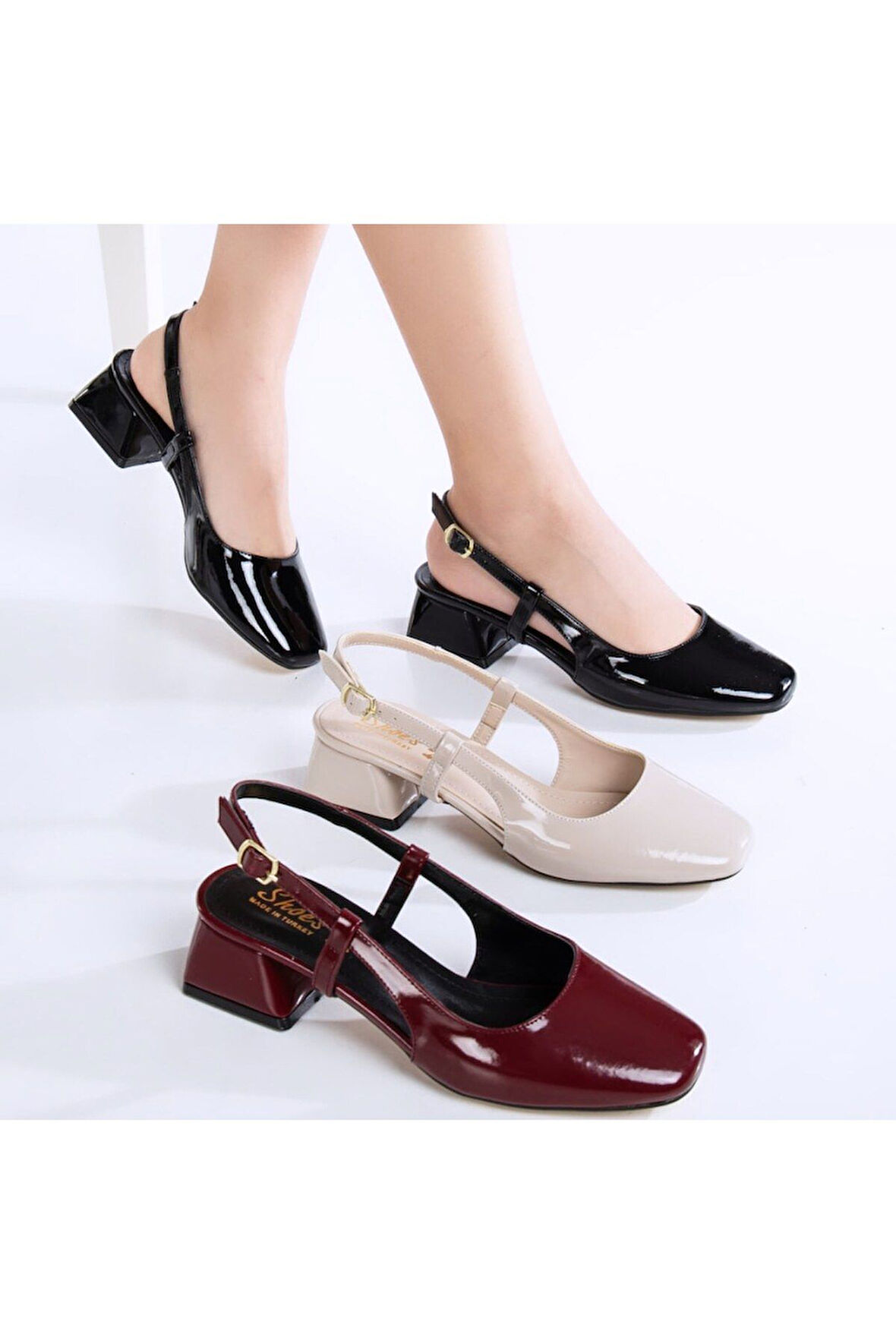 Bella Kadın Ayakkabı Rugan Topuklu Kare Burun– Şık ve Rahat Günlük & Özel Gün Kombinleri İçin