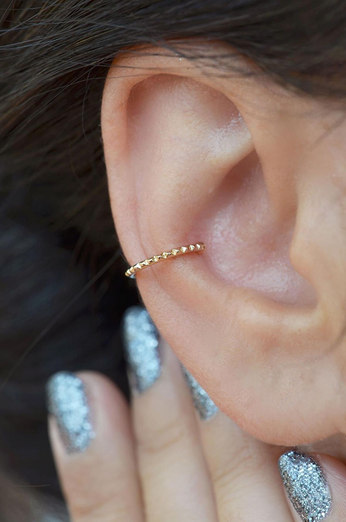 Sıkıştırmalı Kıkırdak Küpesi İnce Earcuff