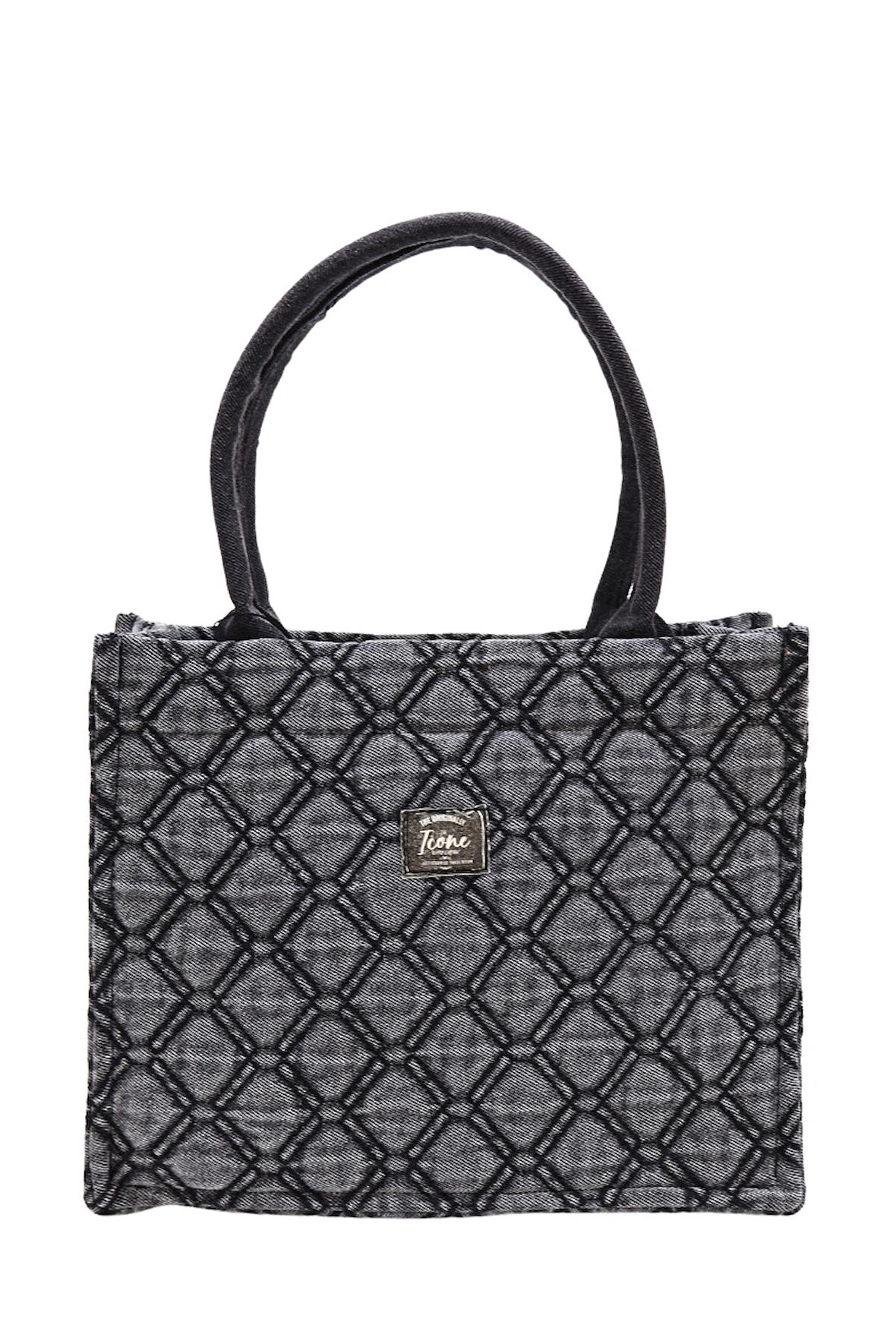 Icone Kapitone Desenli Kadın Çanta, El, Kol ve Omuz Kadın Çantası - Gri