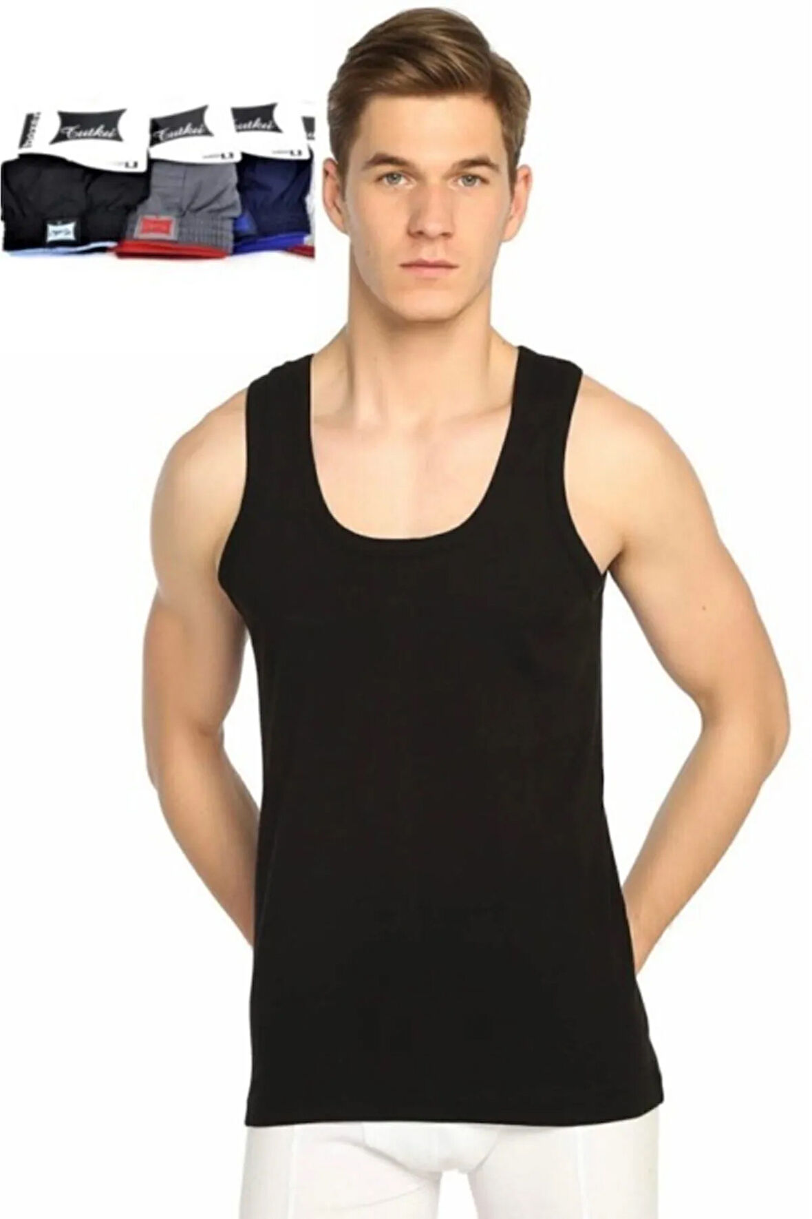 Paket Battal Erkek Penye Düğmeli Düz Boxer Gri 6'lı