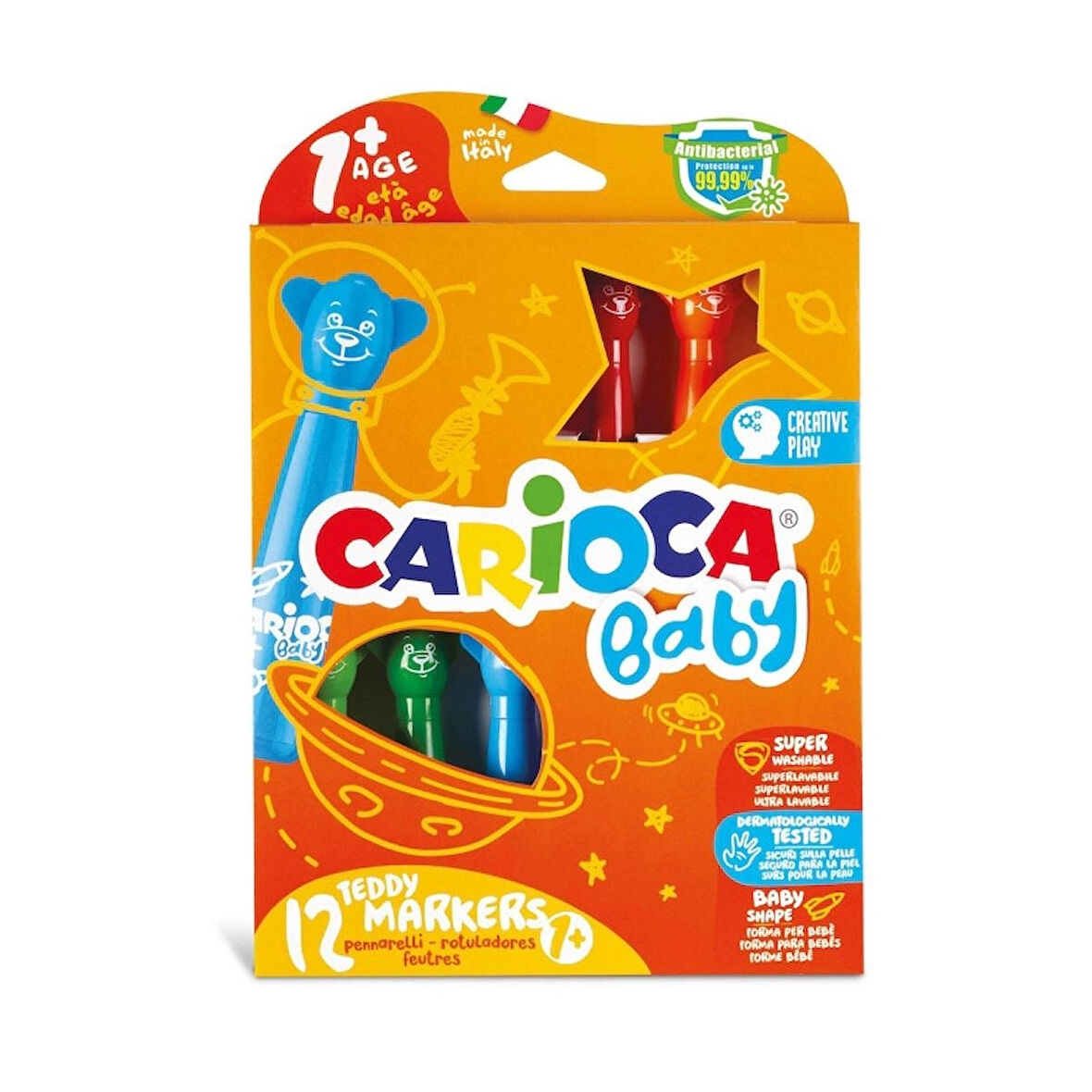 Carioca Jumbo Bebek Yıkanabilir Keçeli Boya Kalemi 12’li +1