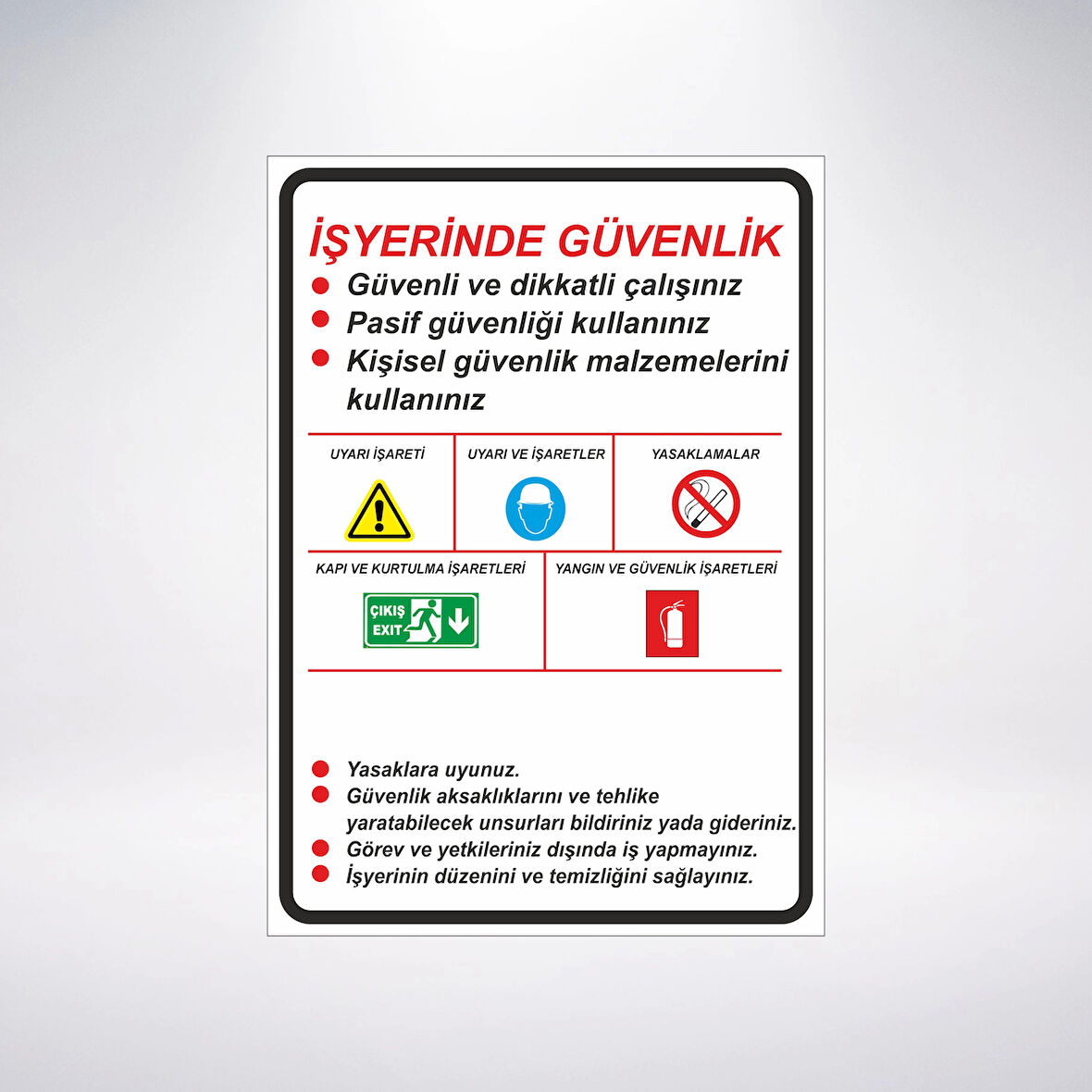 iş yerinde güvenlik Sticker 20X28 Cm