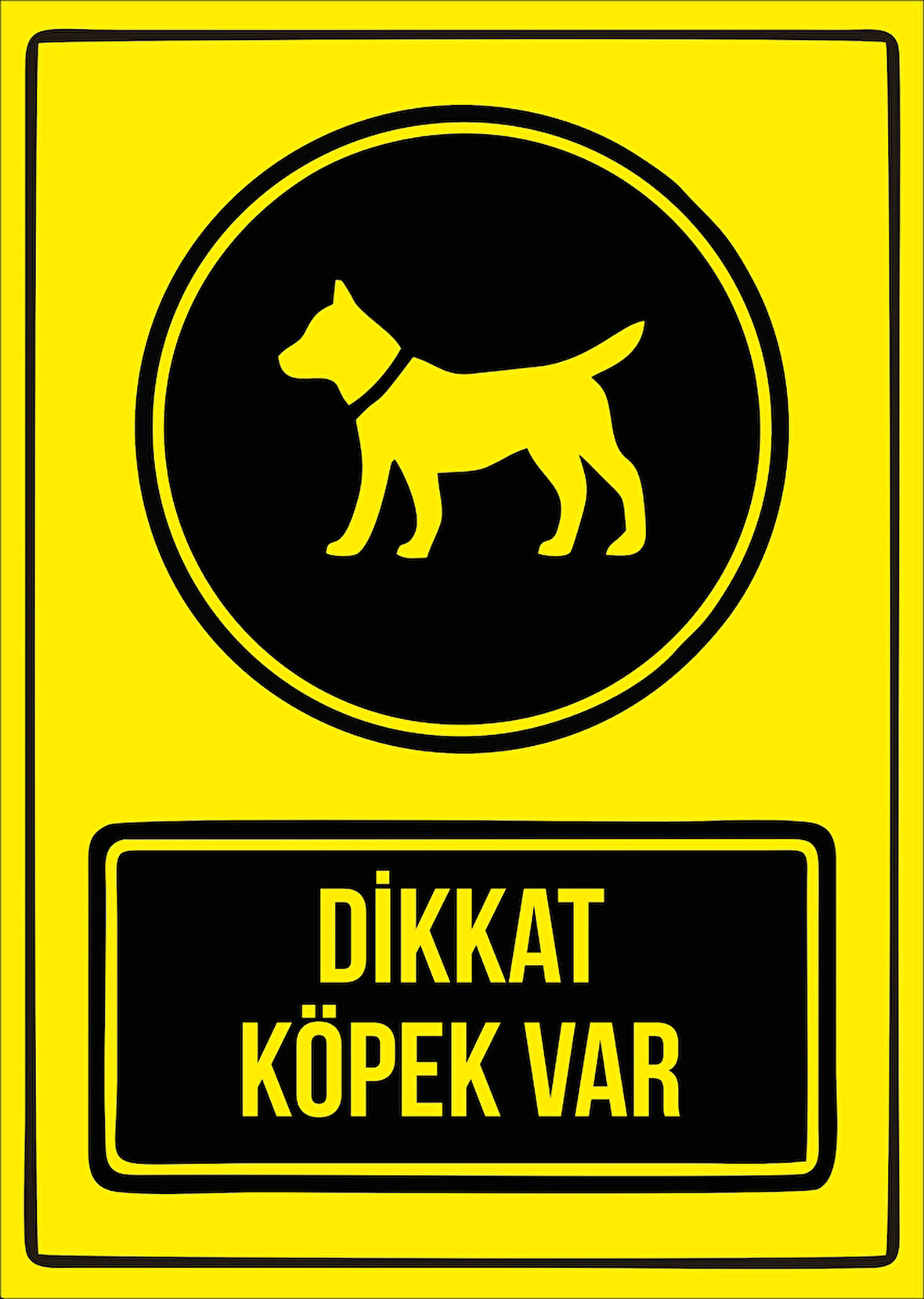 dikkat köpek var Sticker 20X28 Cm