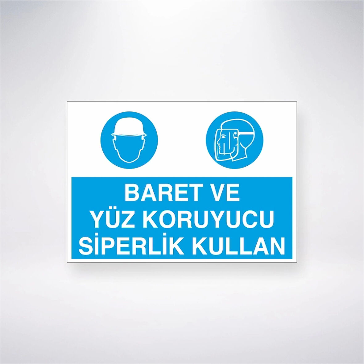 Baret ve Yüz Koruyucu Siperlik Kullan Sticker 20X28 Cm