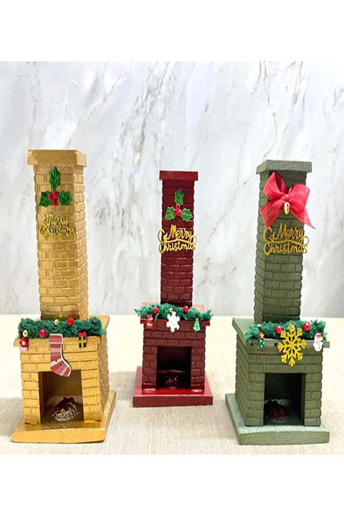 Polyester Şömine Tütsülük-Noel Temalı