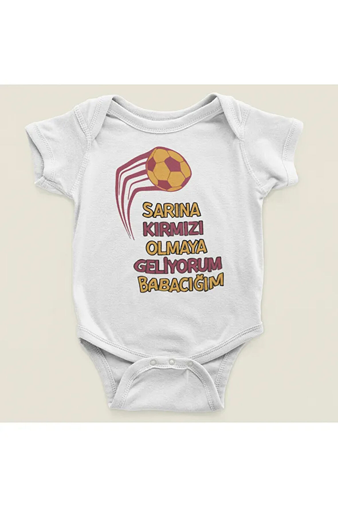 Sarına Kırmızı Olmaya Geliyorum Babacağım ! Yazılı Pamuklu Yumuşak Unisex Çıtçıtlı Body Zıbın