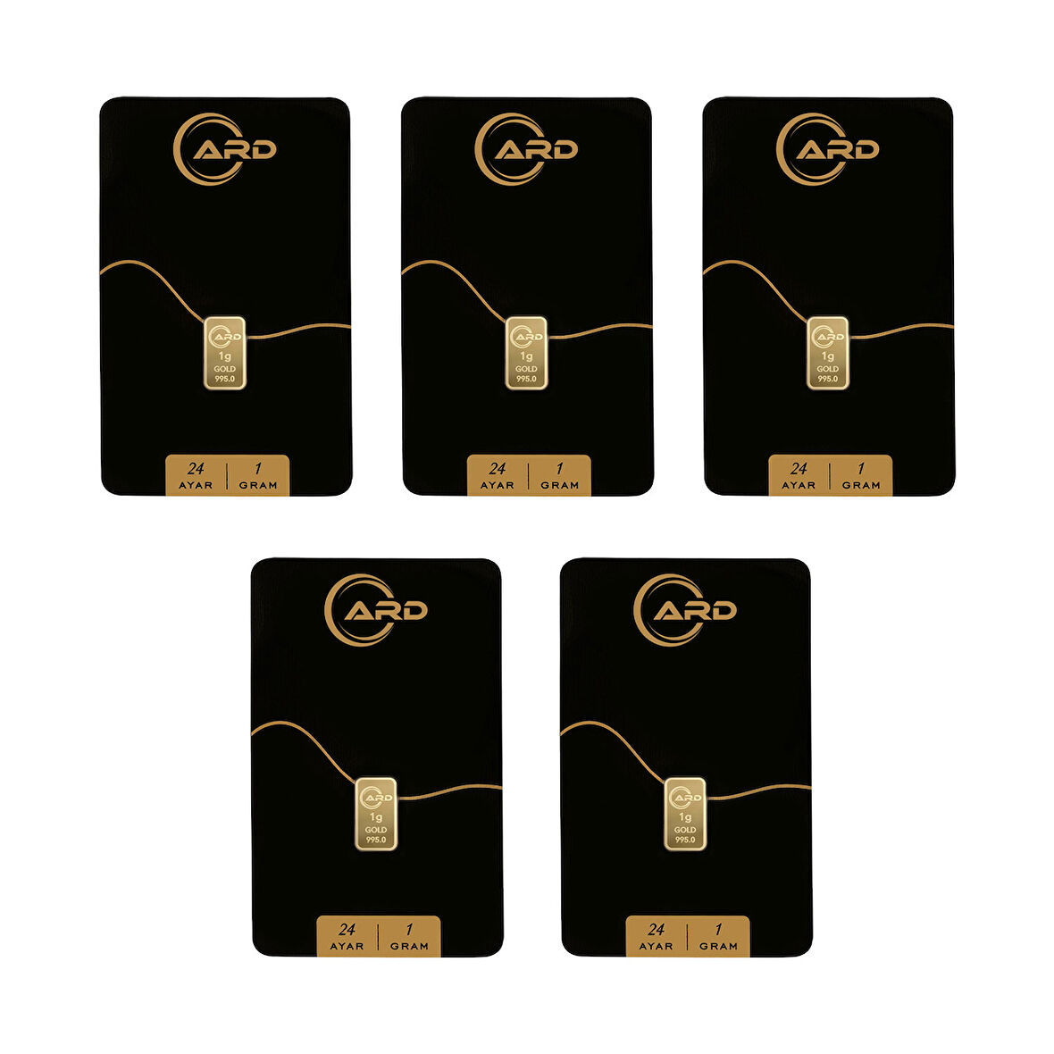 İstanbul Bilezik ARD 1 gr 24 Ayar Külçe Altın 5 Adet