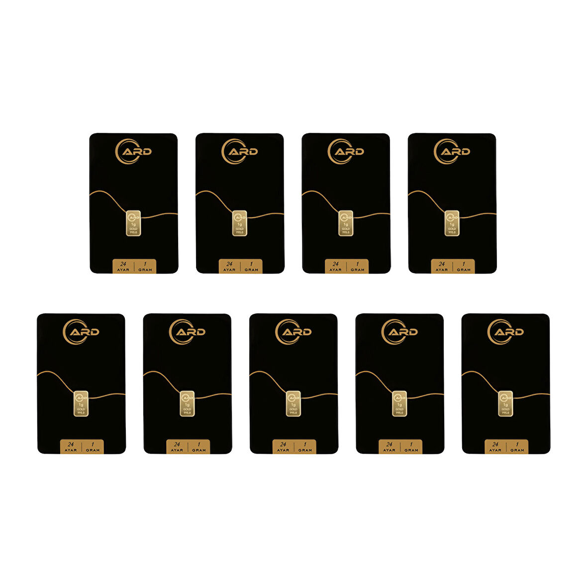 İstanbul Bilezik ARD 1 gr 24 Ayar Külçe Altın 9 Adet