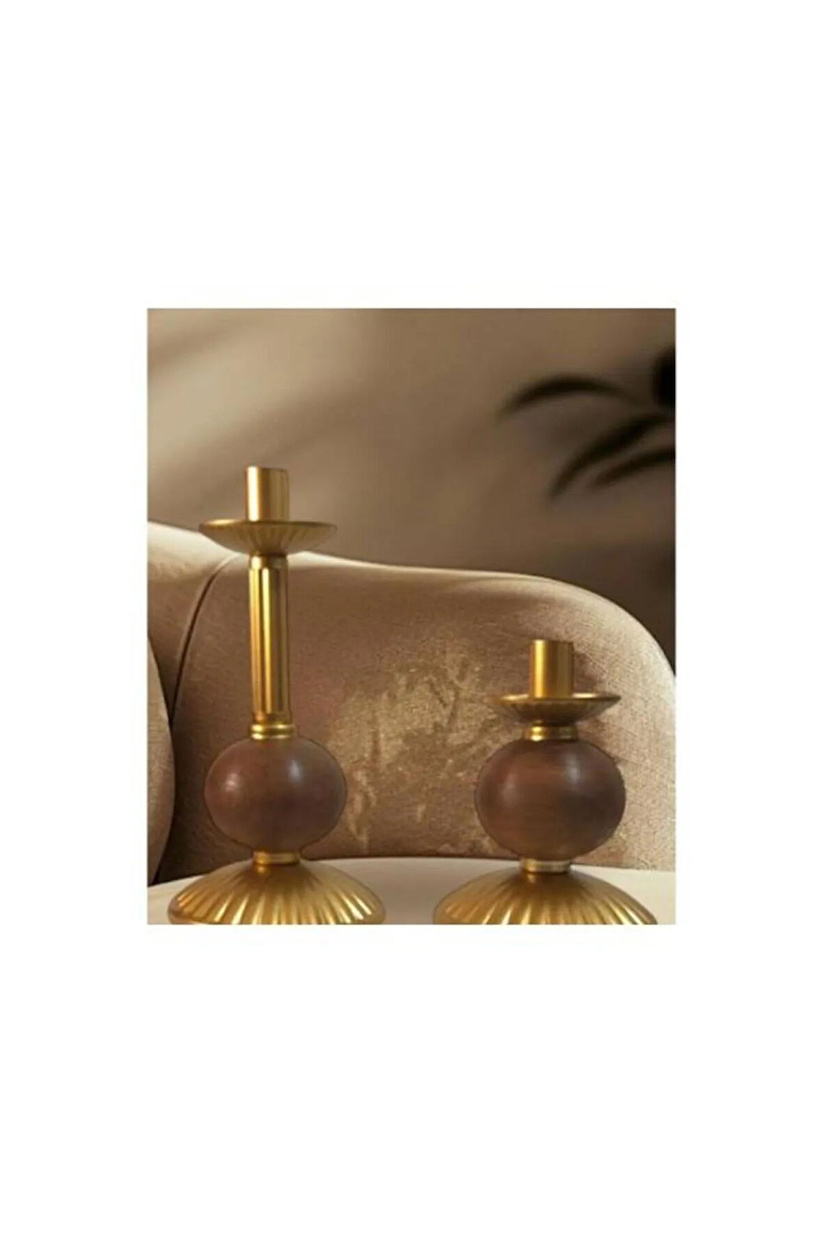 İKİLİ PİNO MUMLUK AHŞAP TOP DETAYLI GOLD