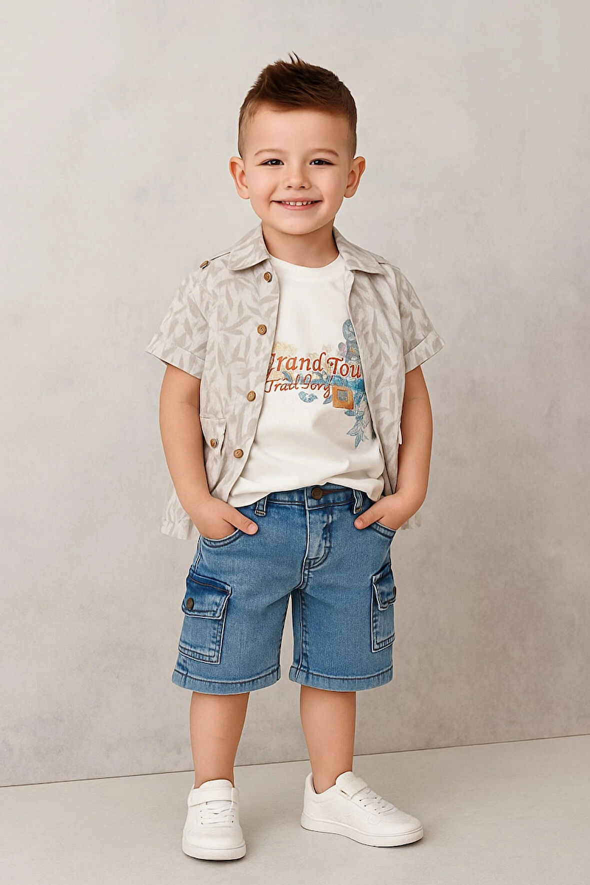 Mavi Kot Kapri Gömlekli 3'lü Takım