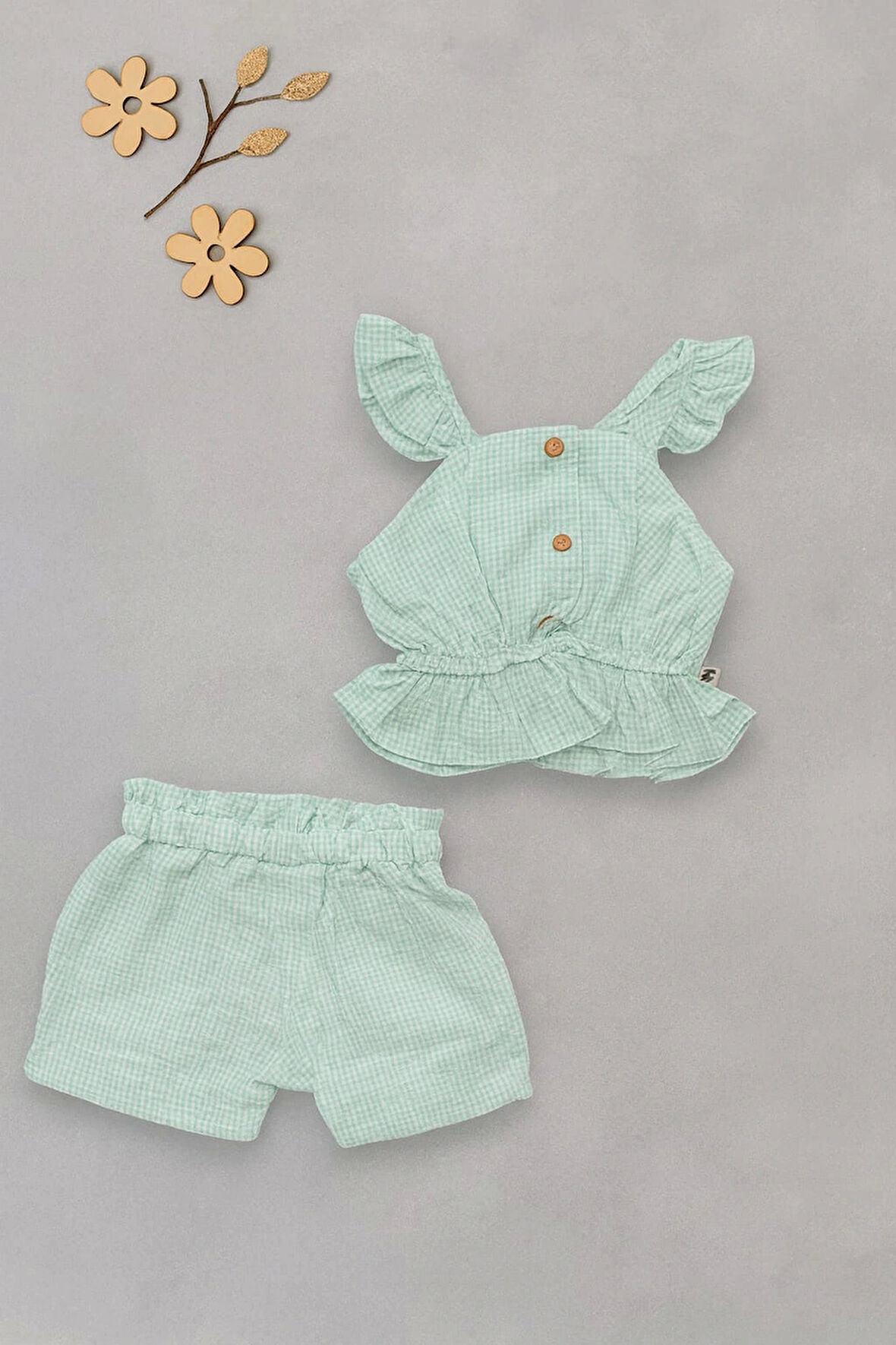 Fırfır Askılı 2’li Kız Bebek Yazlık Takım
