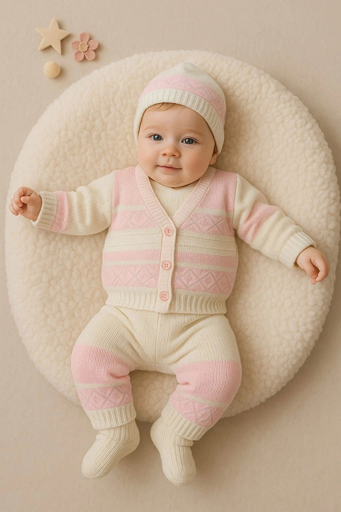 Pembe Masal Bebek Triko Takımı Hastane Çıkışı