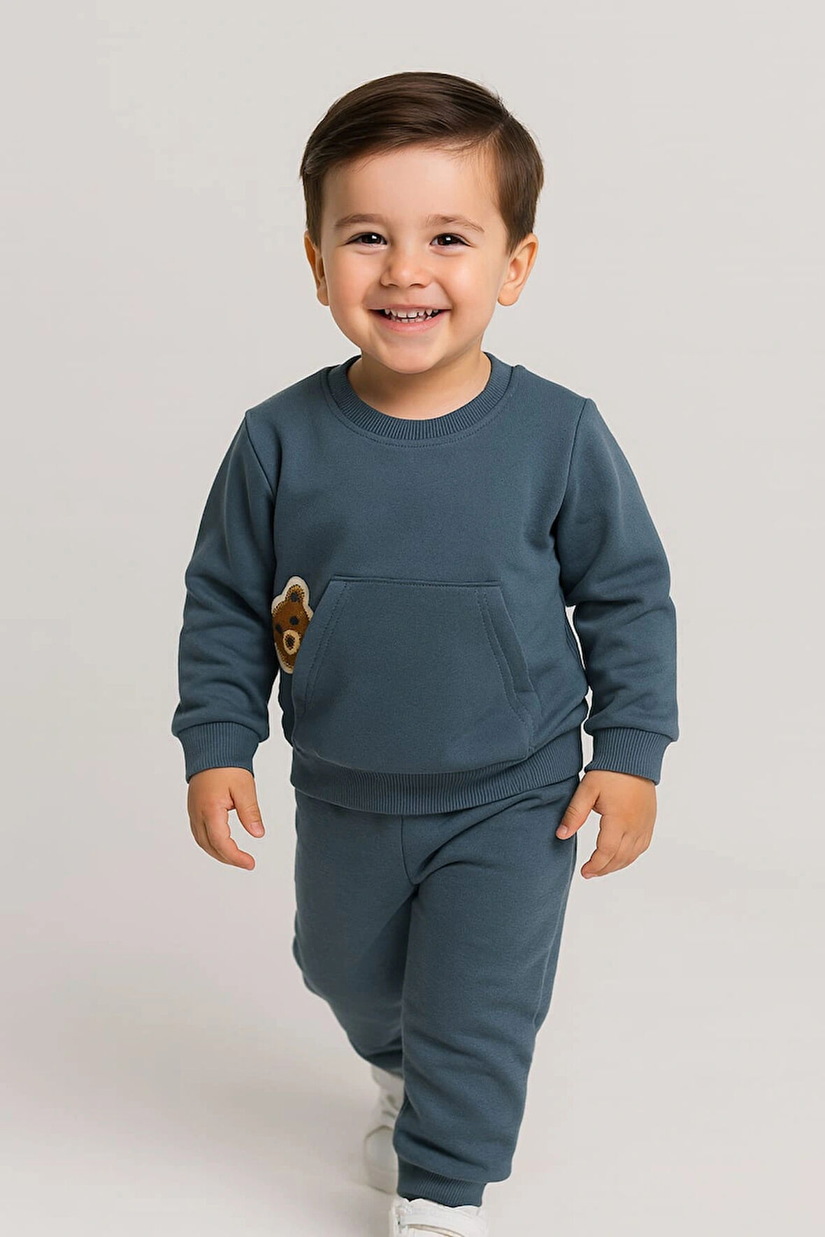 Erkek Çocuk Ayıcık Detaylı 2’li Takım %100 Pamuk