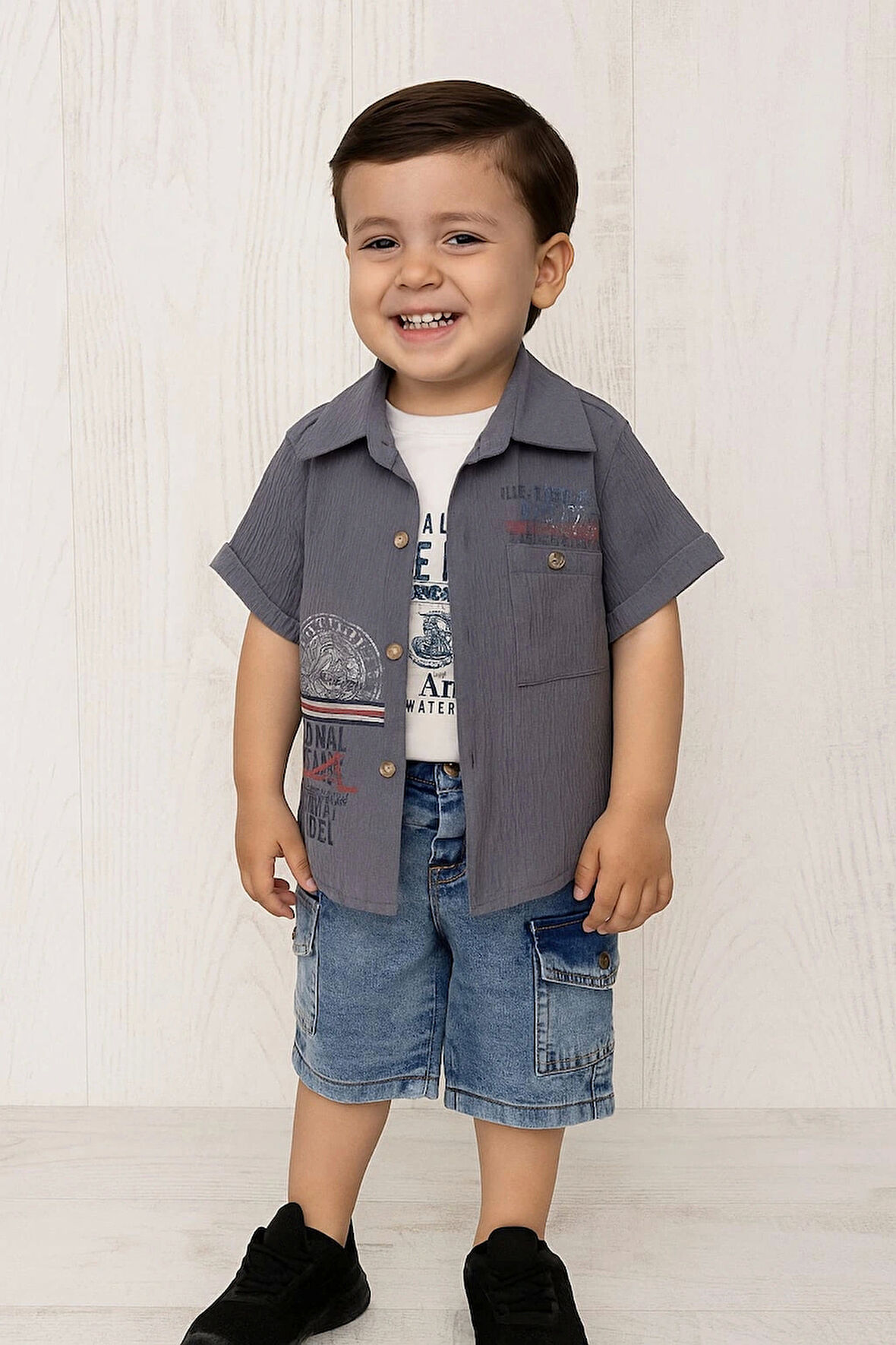 Mavi Kot Kapri Gömlekli 3'lü Takım