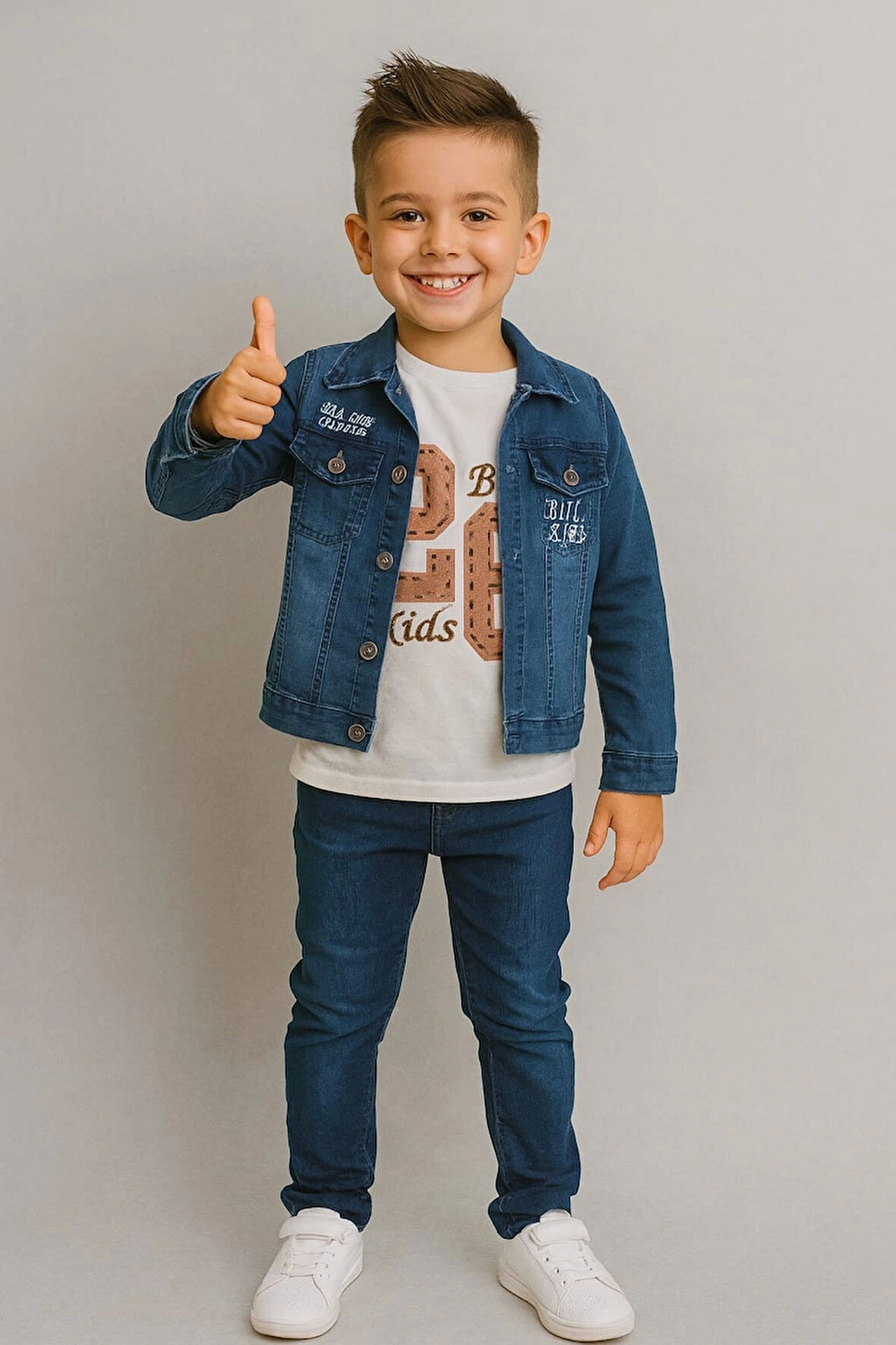 Erkek Çocuk Denim Kombin Ceketli Takım