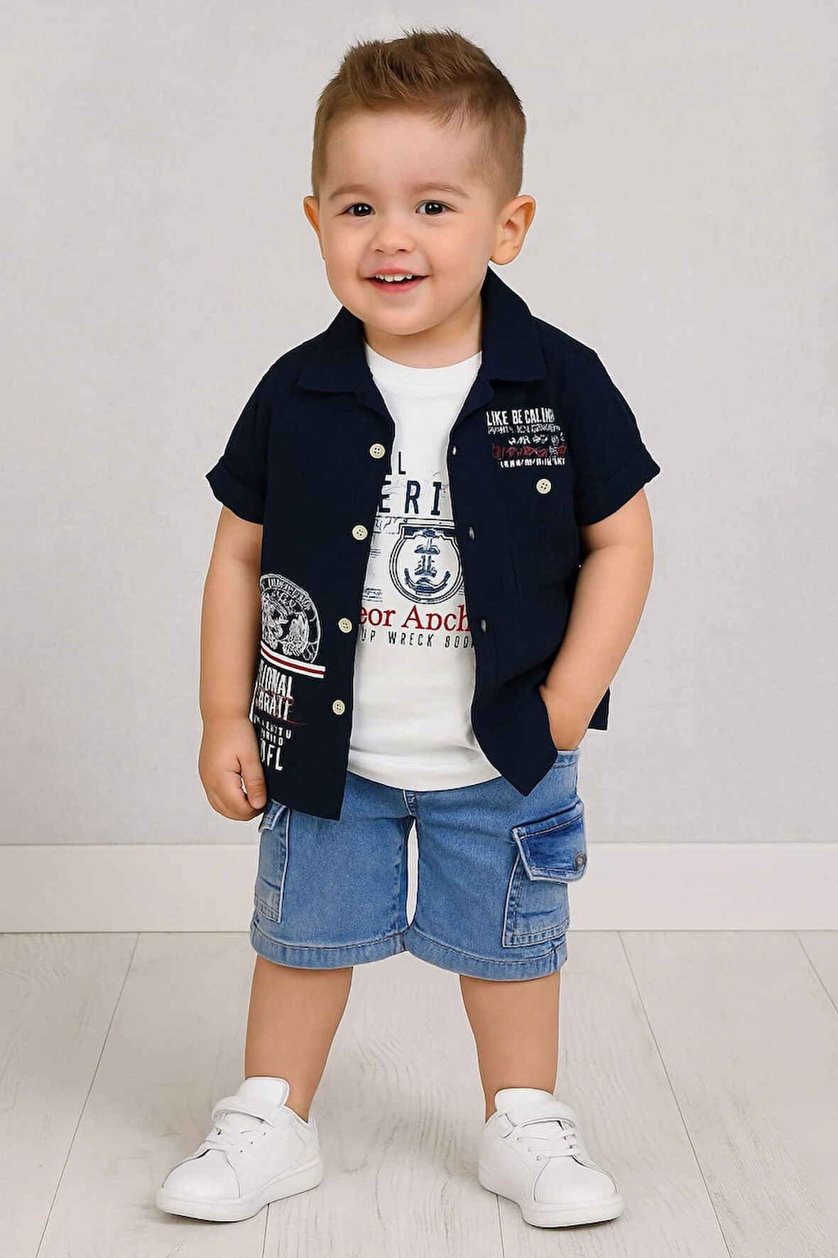 Mavi Kot Kapri Gömlekli 3'lü Takım