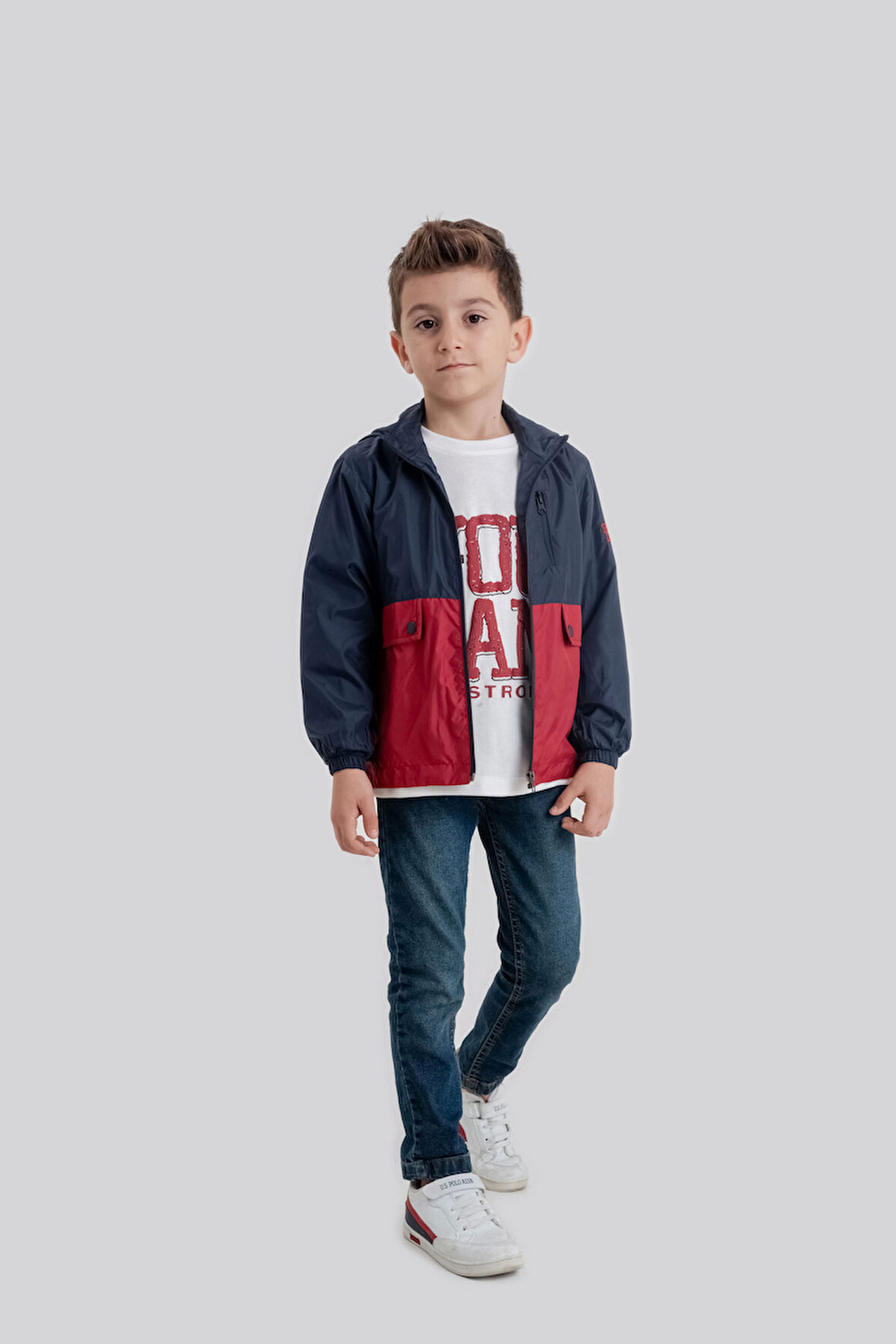 Çocuk Kapüşonlu Fermuarlı Rüzgarlık 3'lü Takım