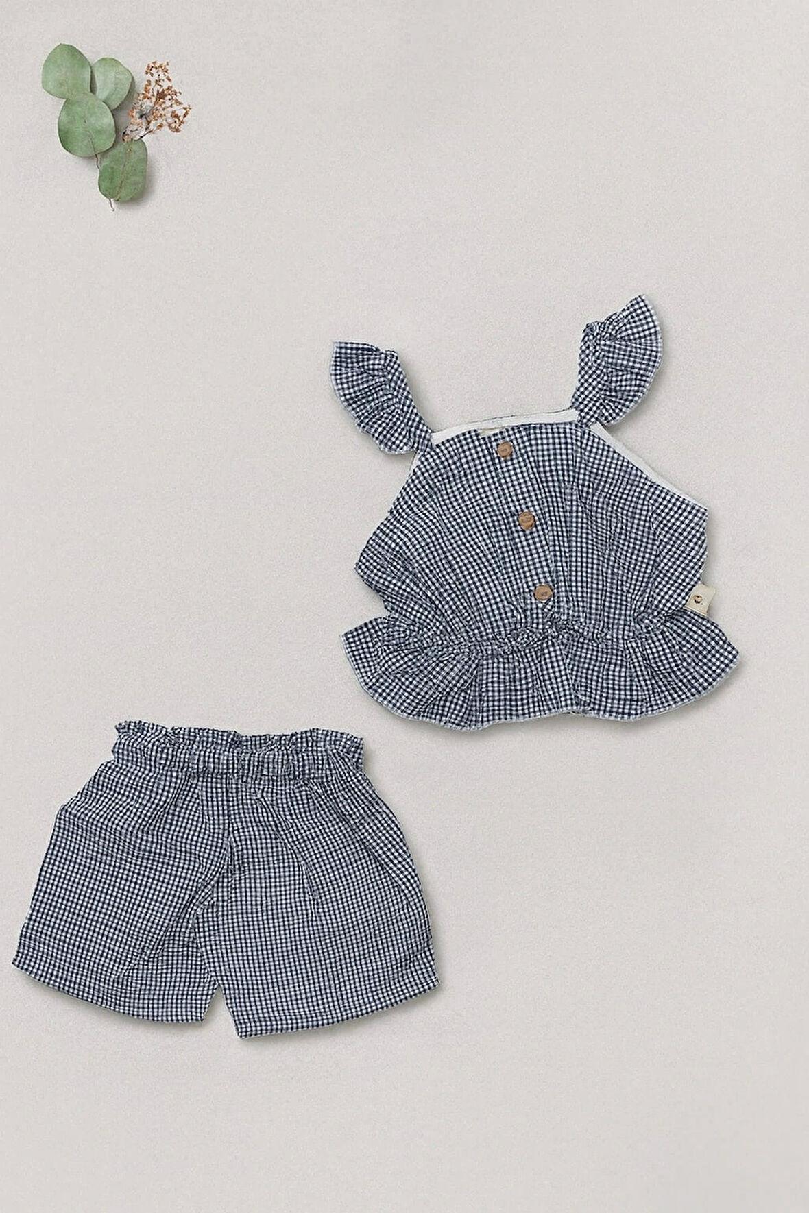 Fırfır Askılı 2’li Kız Bebek Yazlık Takım