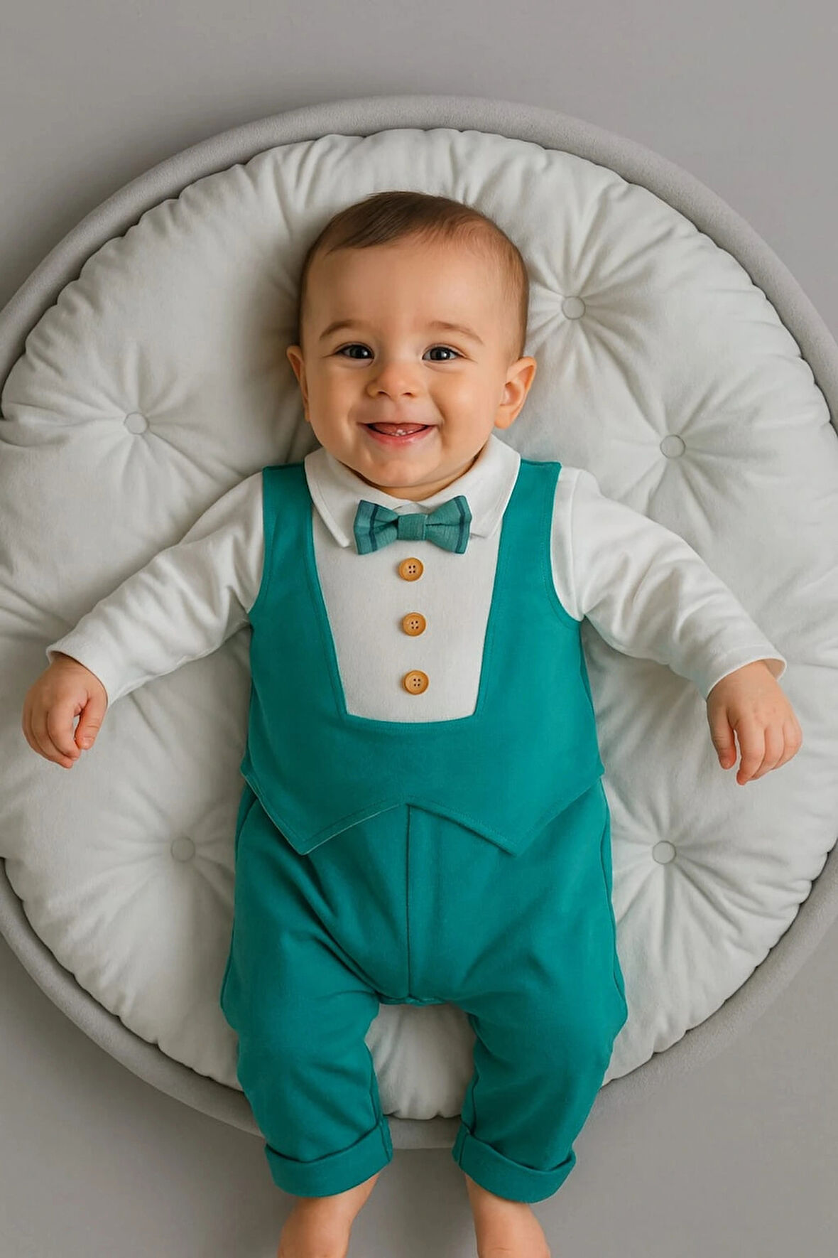 Bebek Şık Tulum Papyonlu Uzun Kollu