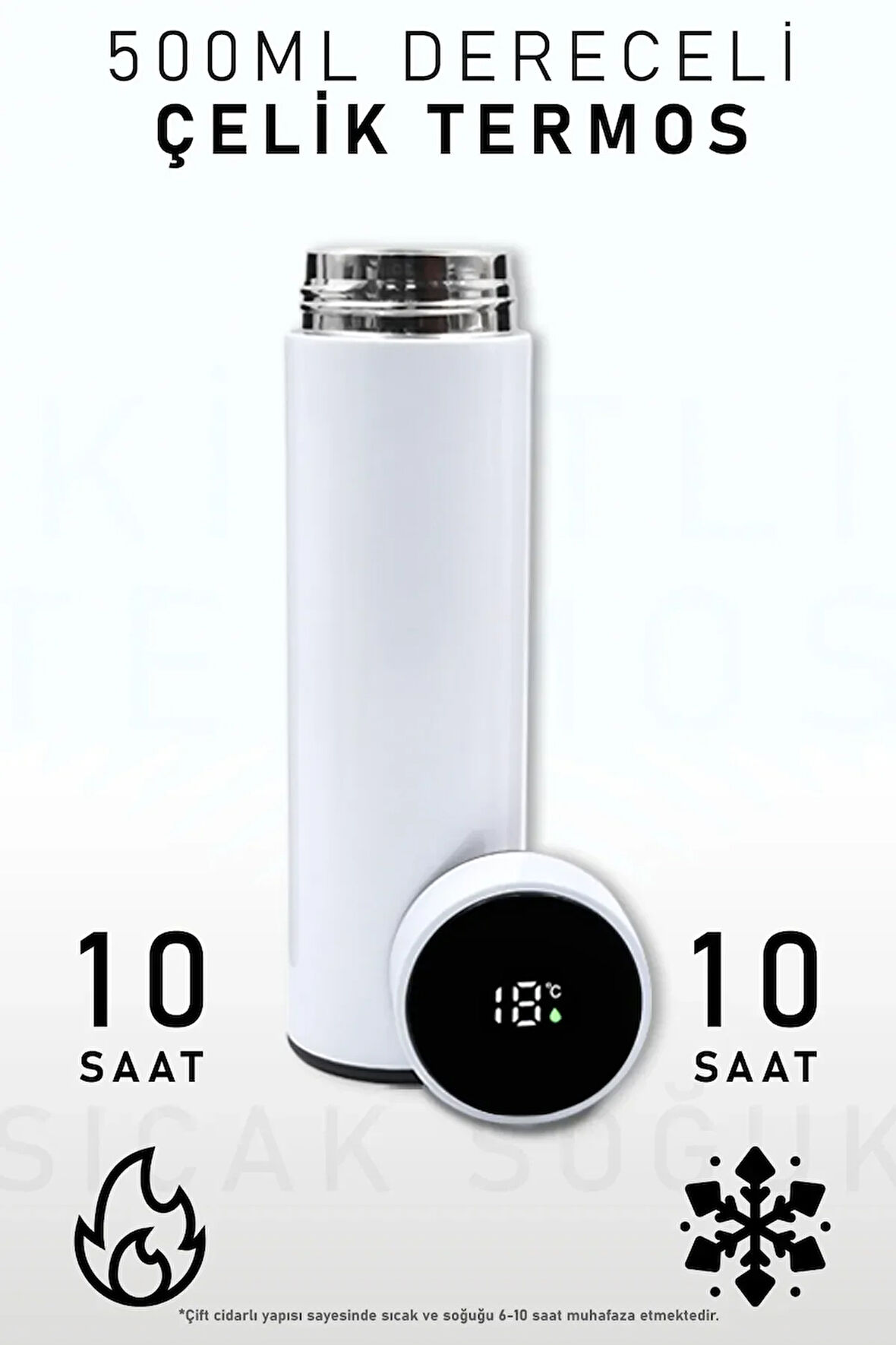 500 Ml Beyaz Dereceli Termos