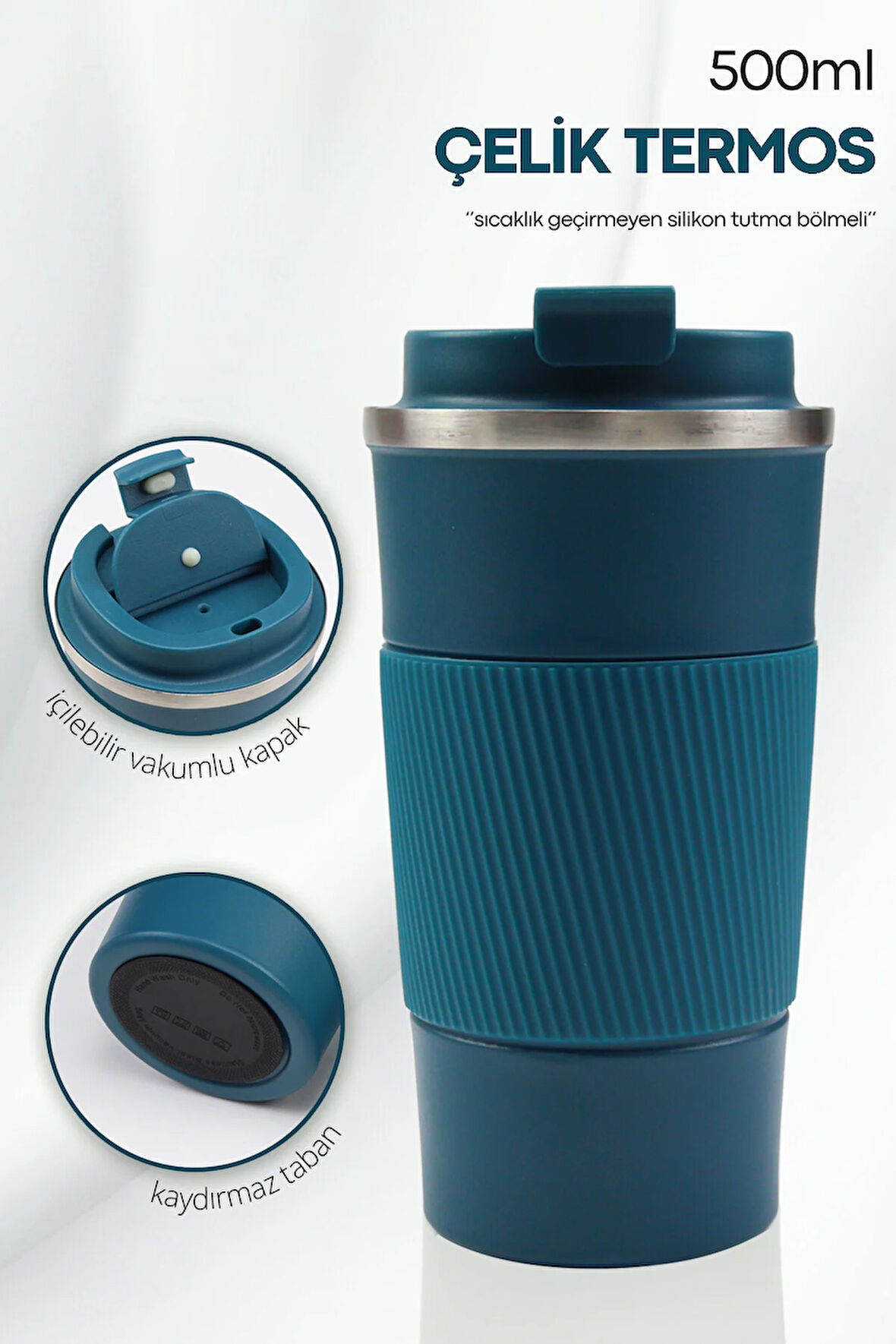 500 Ml Silikon Halkalı Çelik Termos