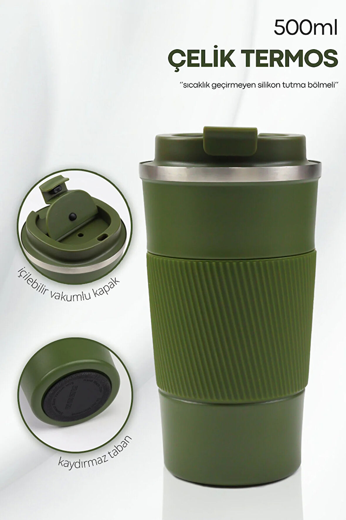 500 Ml Silikon Halkalı Çelik Termos