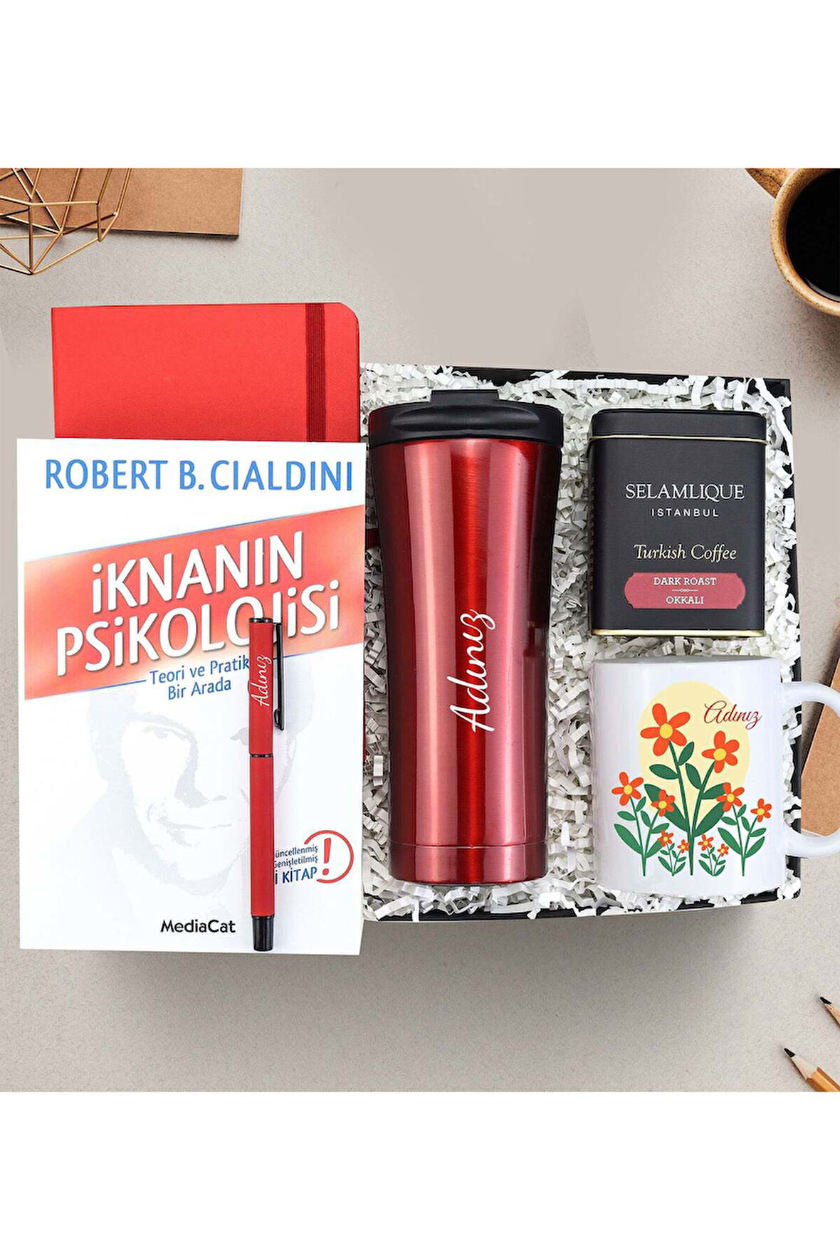 Termos & Defter & Kalem & İknanın Psikolojisi & Selamlıque & Kupa Hediye Seti
