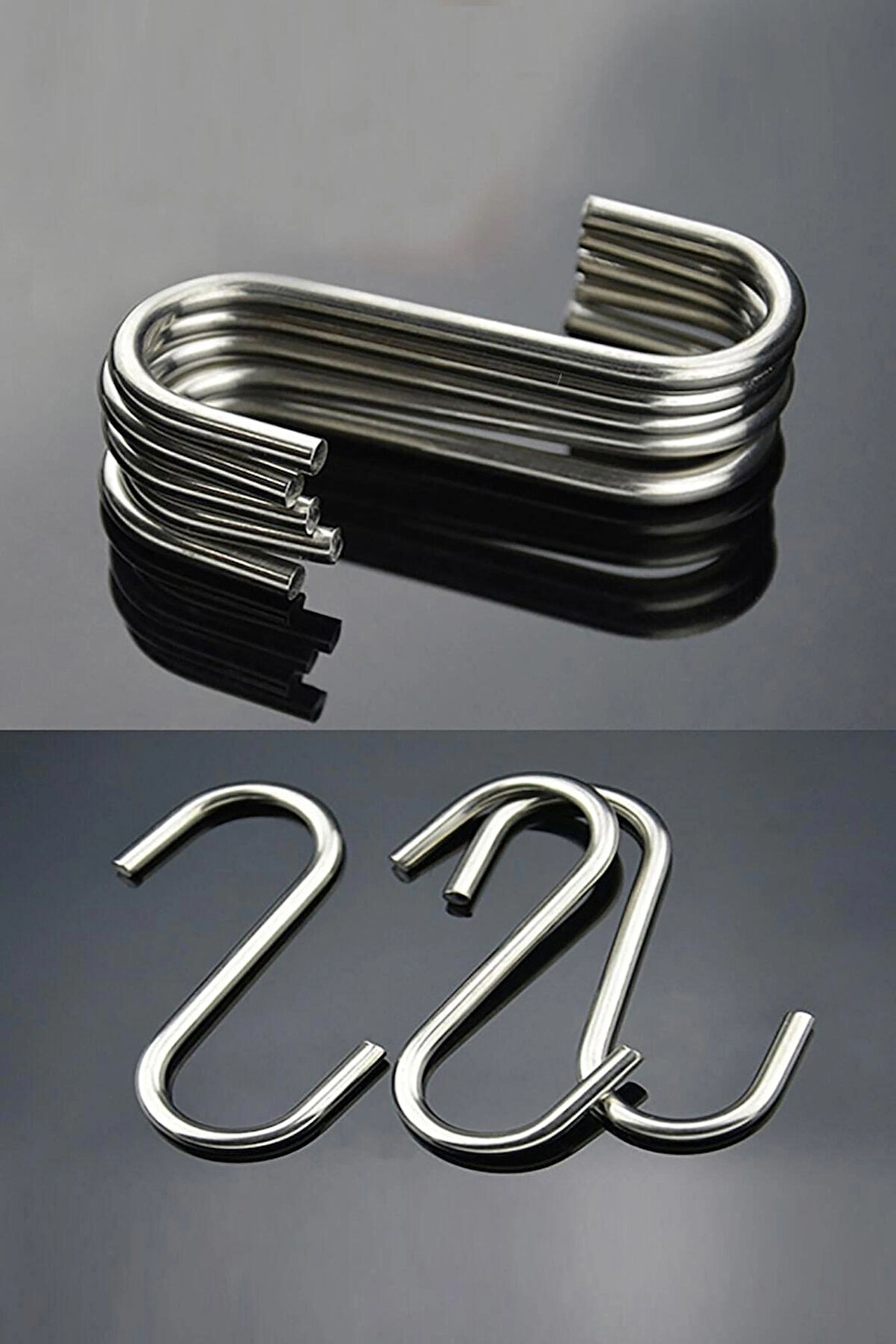 Metal S Kanca 30 Adet Paslanmaz Çelik Bardak Kupa Askısı Banyo Mutfak Eşya Organizer Çengel