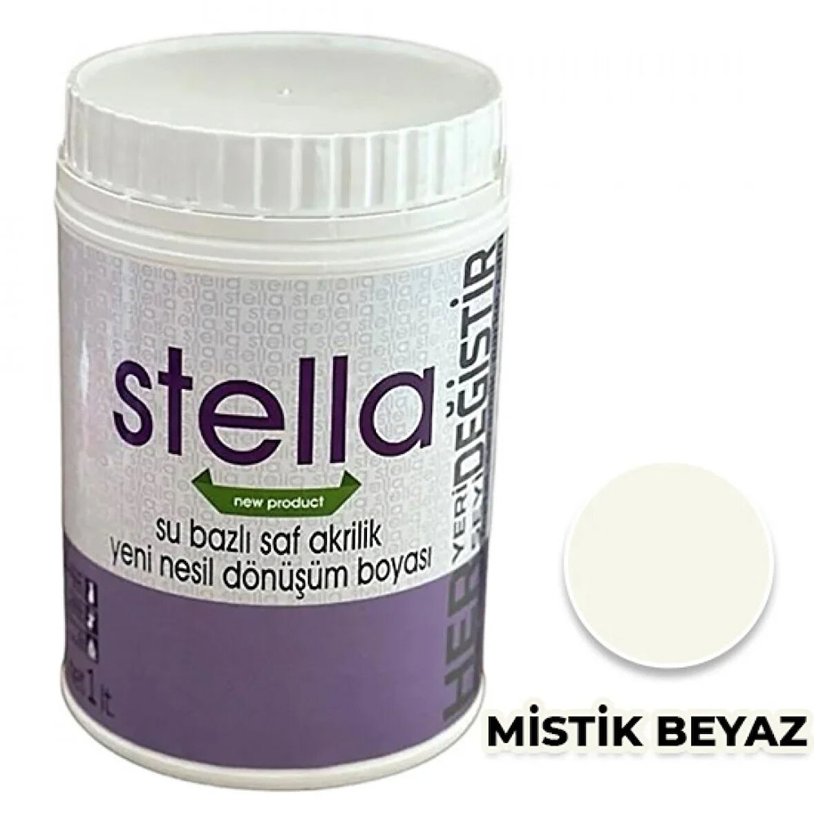 STELLA  Su Bazlı Saf Akrilik Boya 1 Litre Mistik Beyaz