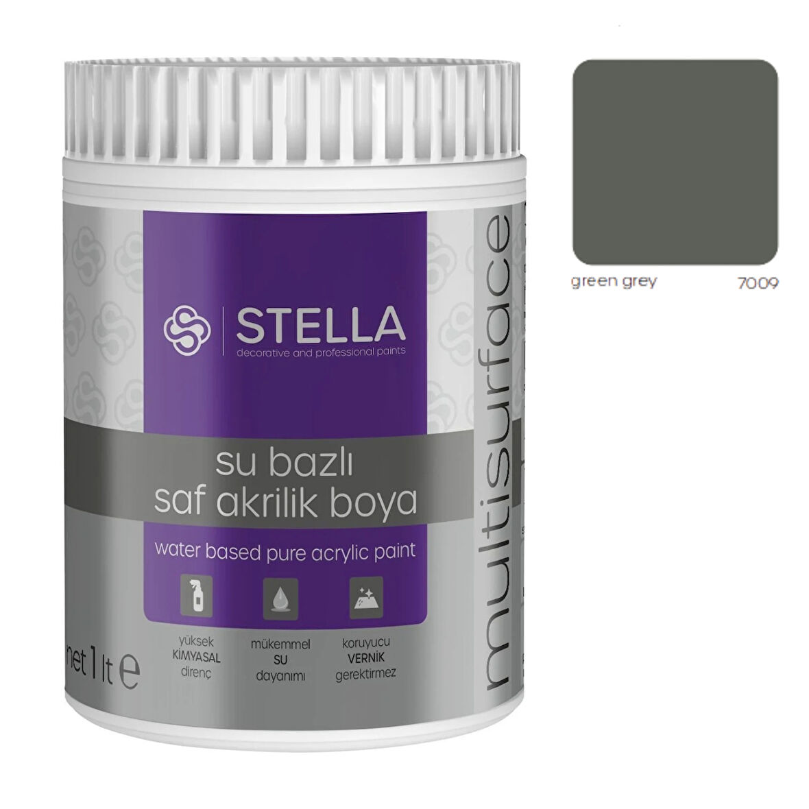 Stella Su Bazlı Saf Akrilik Boya Green Grey Ral-7009