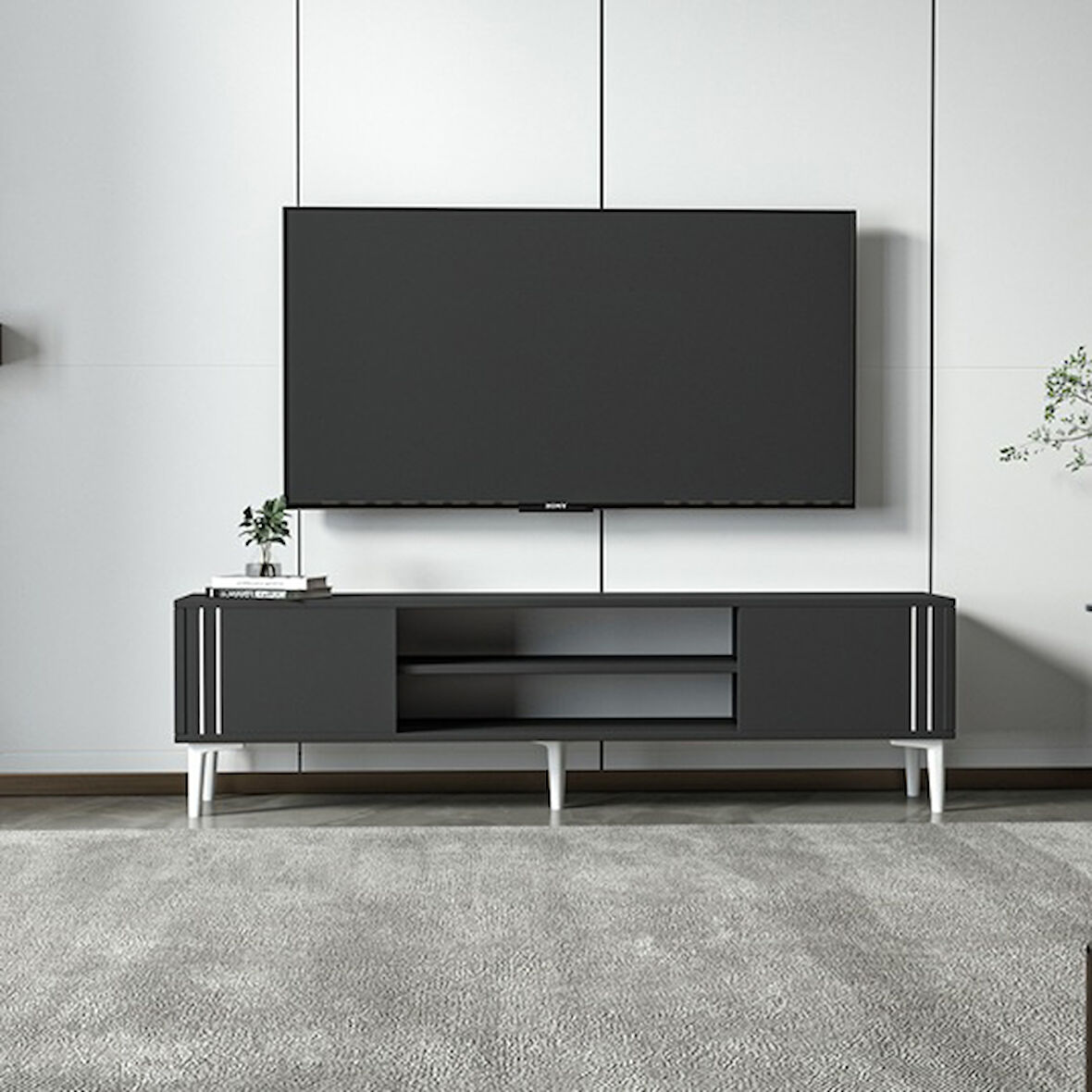 TV Sehpası Sergi Antrasit 140 cm