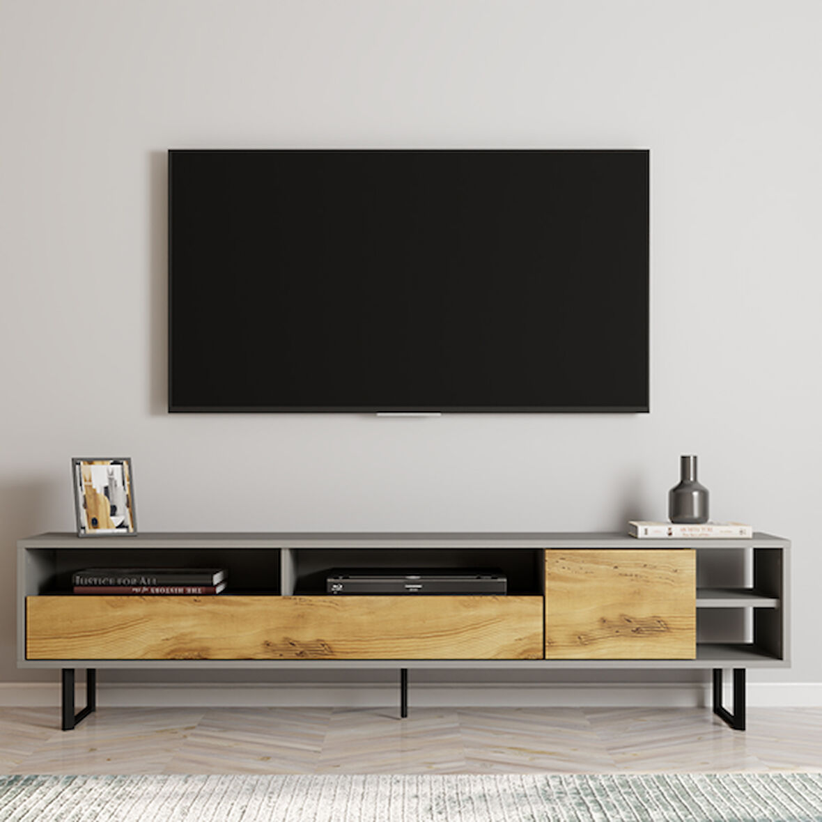 TV Sehpası Vega Gri Kilim 180 cm