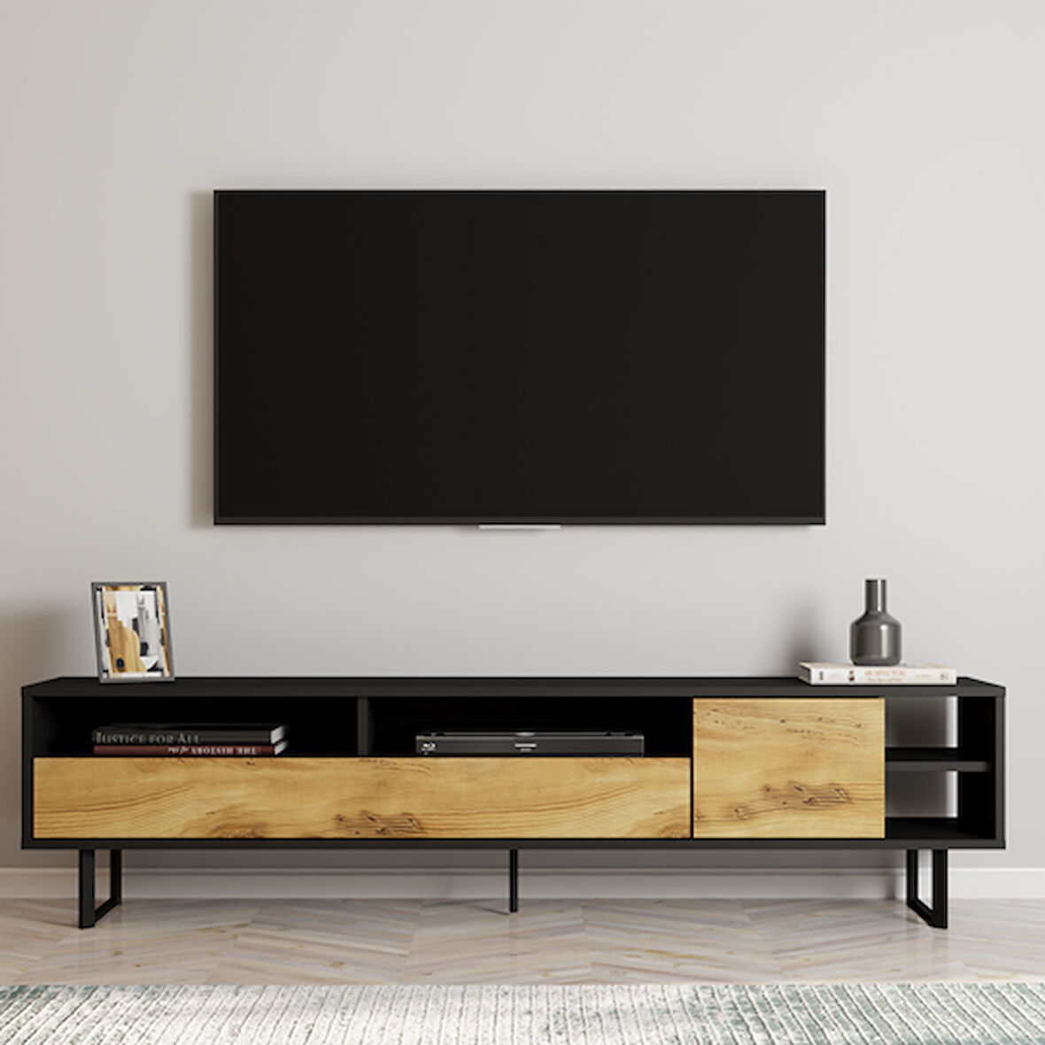 TV Sehpası Vega Siyah Kilim 180 cm