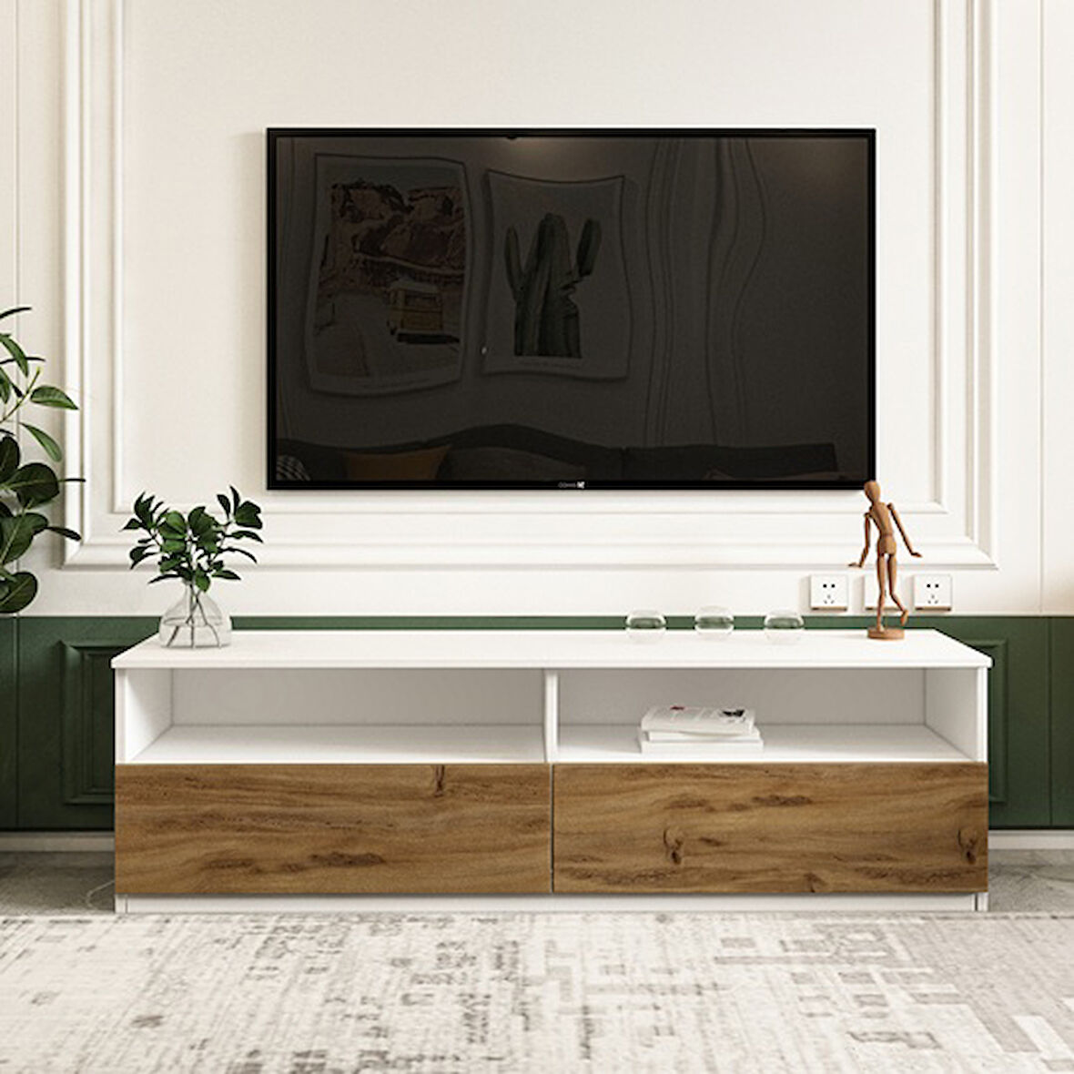 TV Sehpası Optik Beyaz Kilim 144 cm