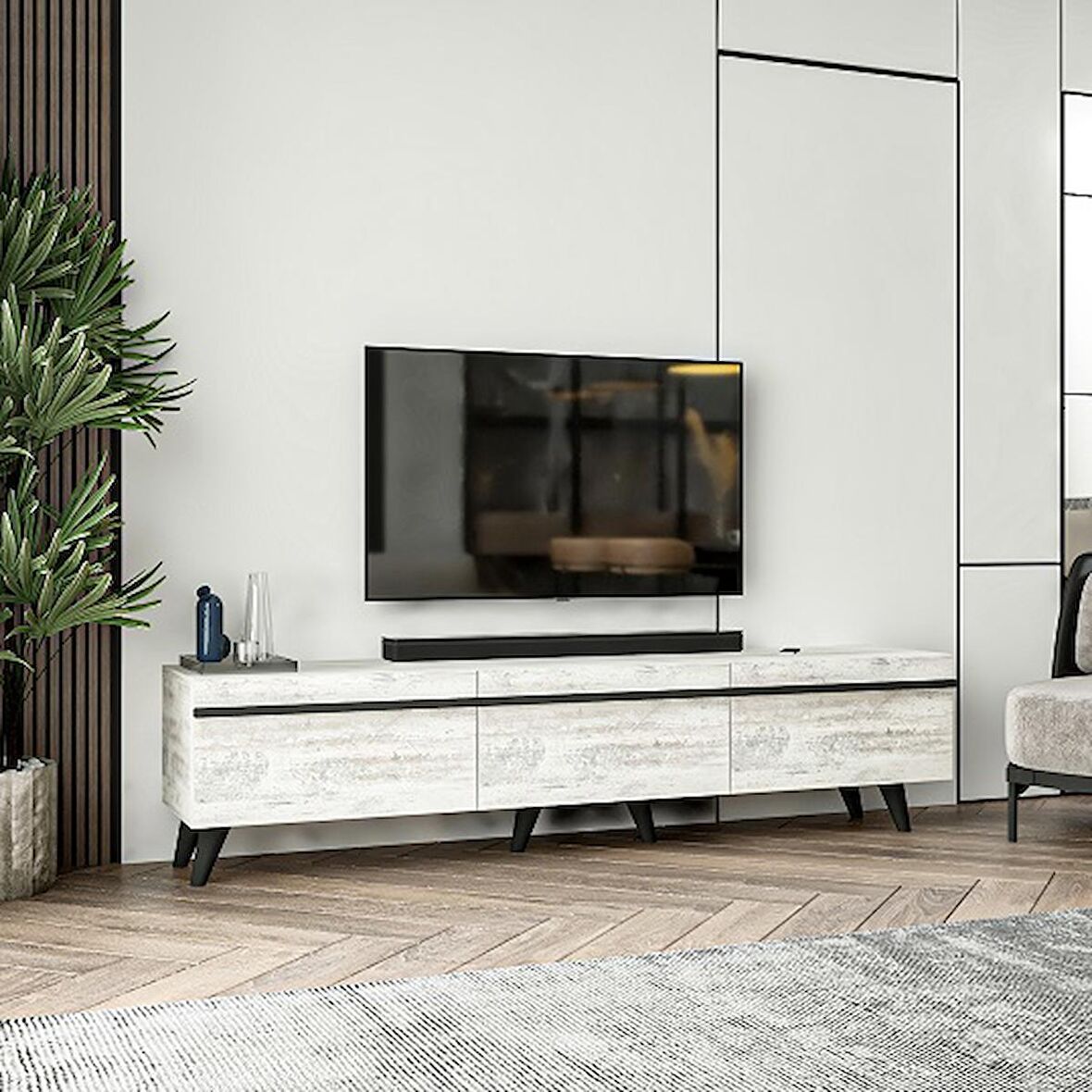 TV Sehpası Asil Kristal Beyaz 180 cm