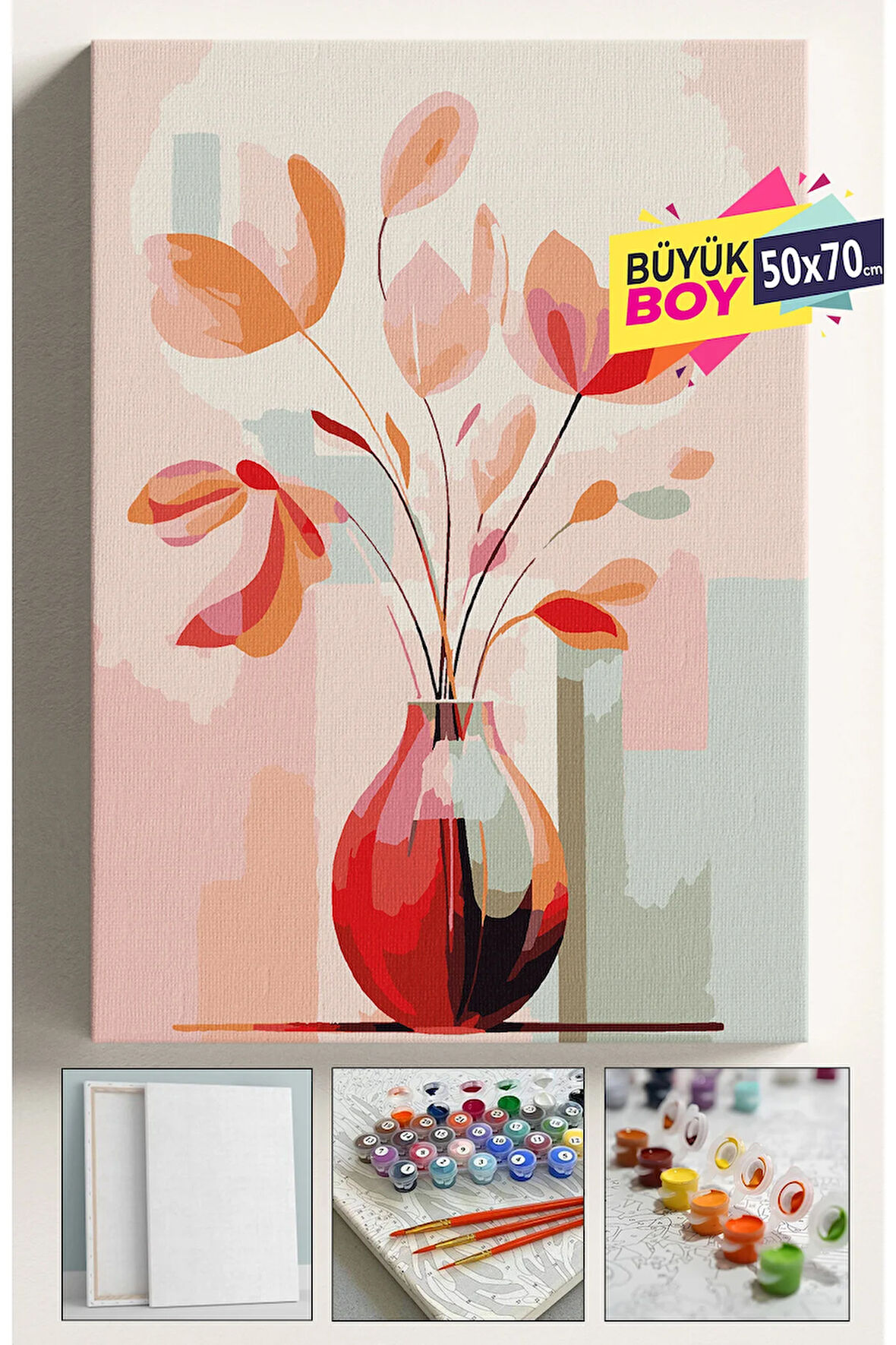 Sayılarla Boyama Seti Numaralı Tuval Fırça Boya Dahil Kasnaklı Set 50x70 Cm - İNCİ 01
