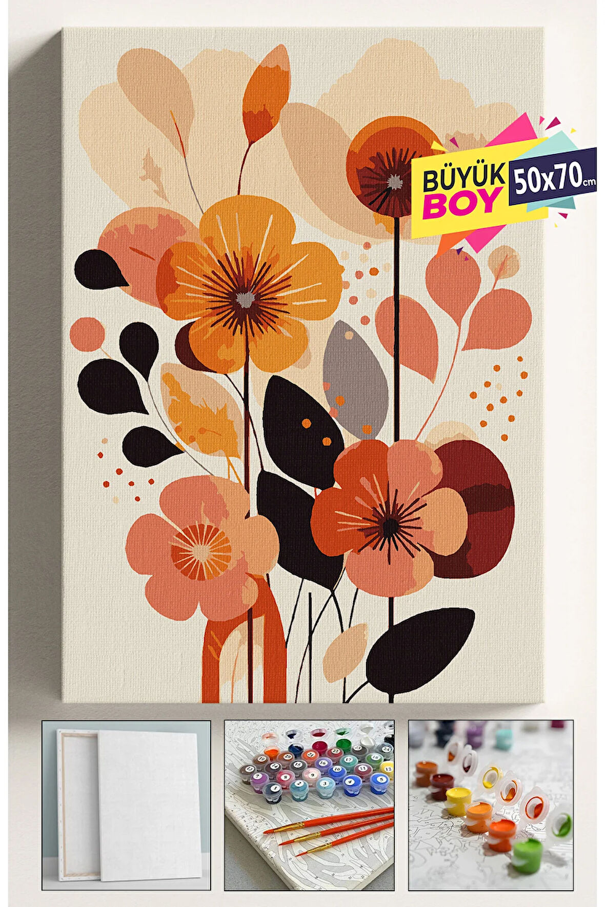 Sayılarla Boyama Seti Numaralı Tuval Fırça Boya Dahil Kasnaklı Set 50x70 Cm - İNCİ 02