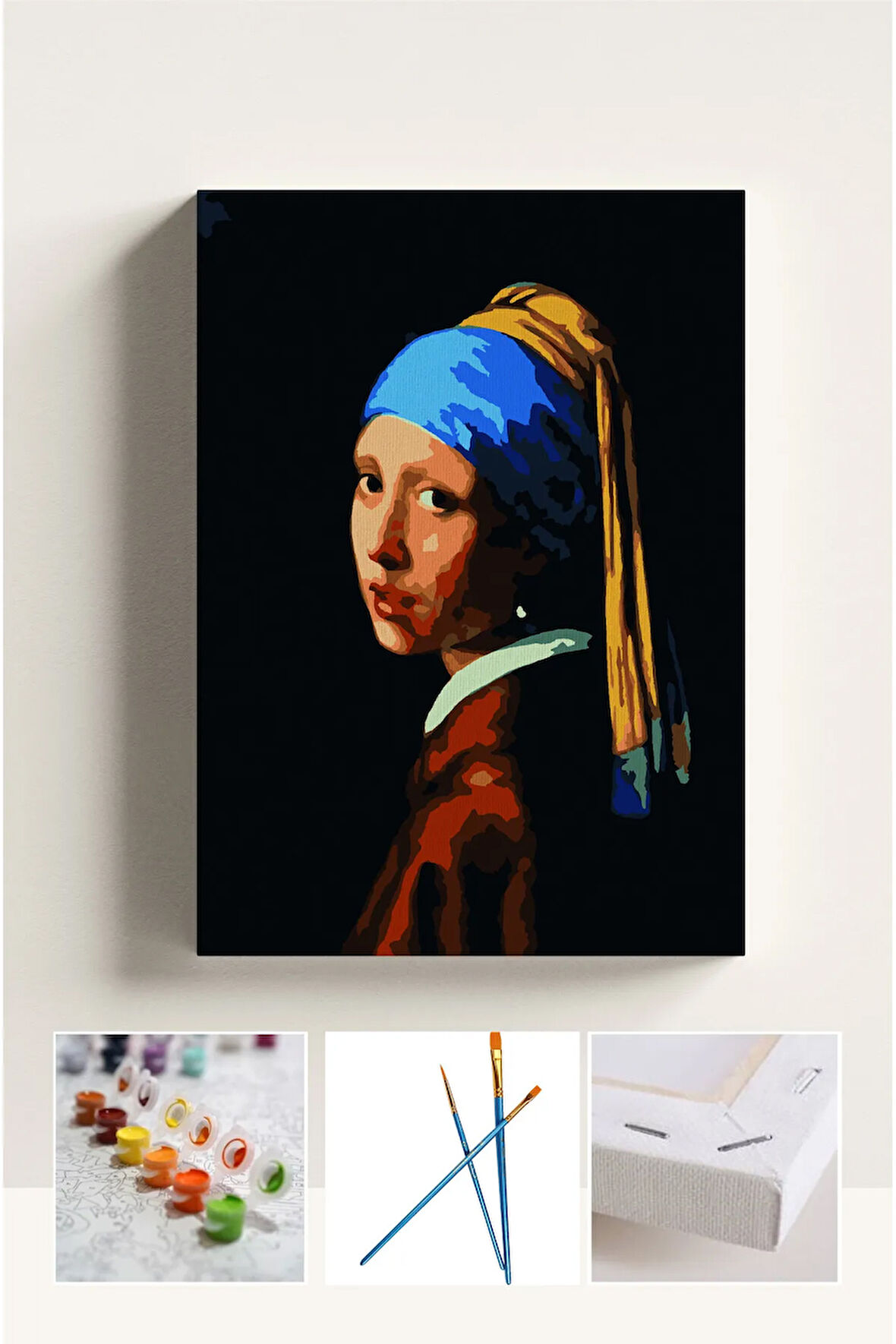 Sayılarla Boyama Seti İnci Küpeli Kız Tablo 40x50cm