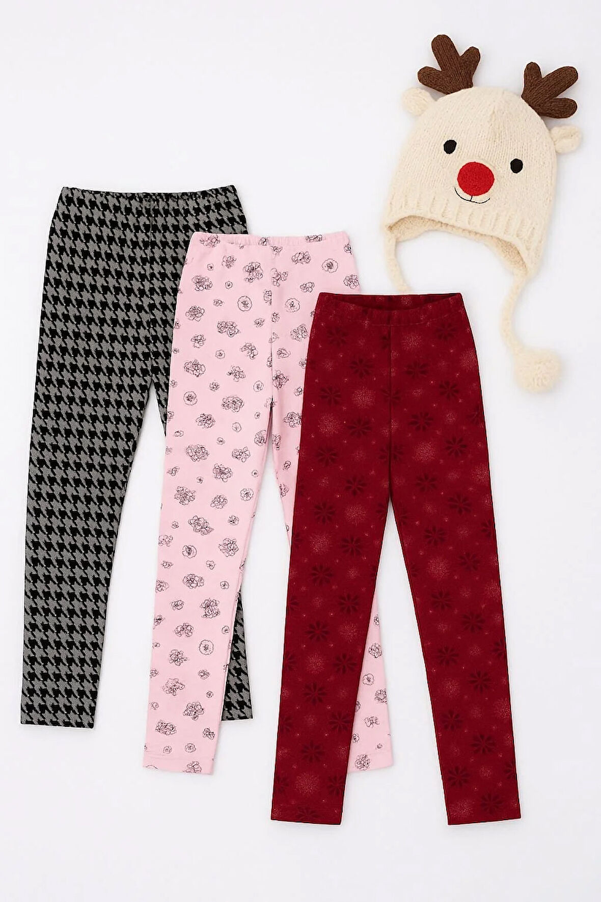 3'lü Kışlık Şardonlu ve Jakarlı Çocuk Tayt Seti - Sıcak ve Esnek