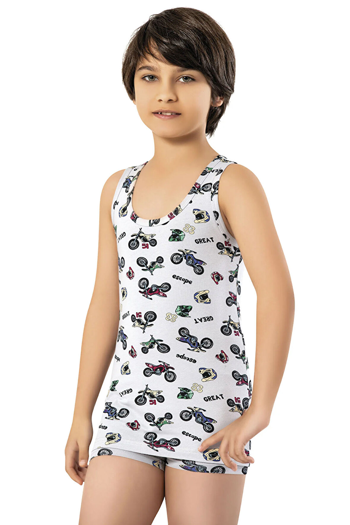 İncili 6'lı Set Erkek Çocuk Atlet Baskılı