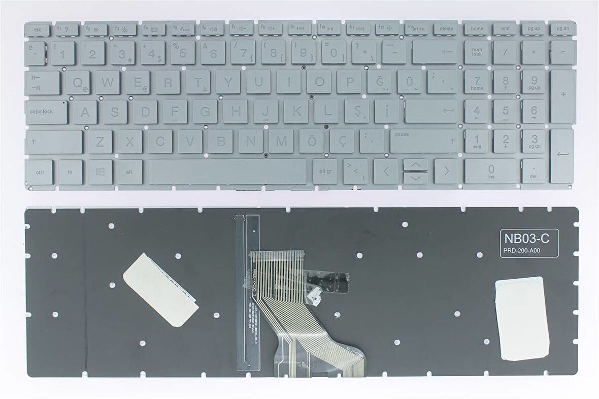 Hp ile Uyumlu 15-da1083nt, 15-da1085nt, 15-da1086nt Uyumlu Laptop Klavye Silver Backlit LED