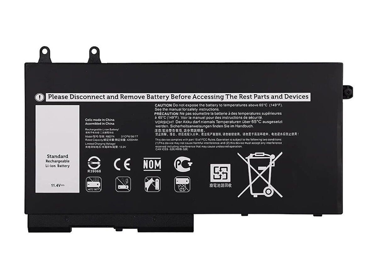 Dell ile Uyumlu Latitude 5410 Versiyon P98G, P98G007  Batarya Pil - 3 Cell