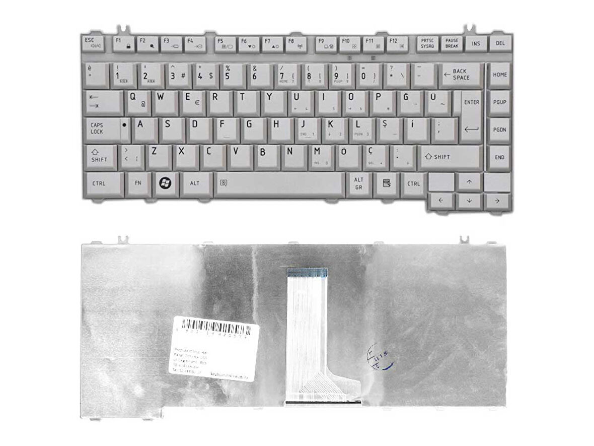 Toshiba Satellite A200 ile Uyumlu Notebook Klavye - Silver - TR 