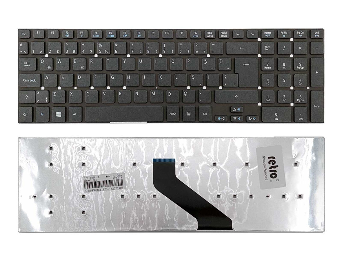 Acer Aspire E1-530 ile Uyumlu Notebook Klavye - Siyah - TR