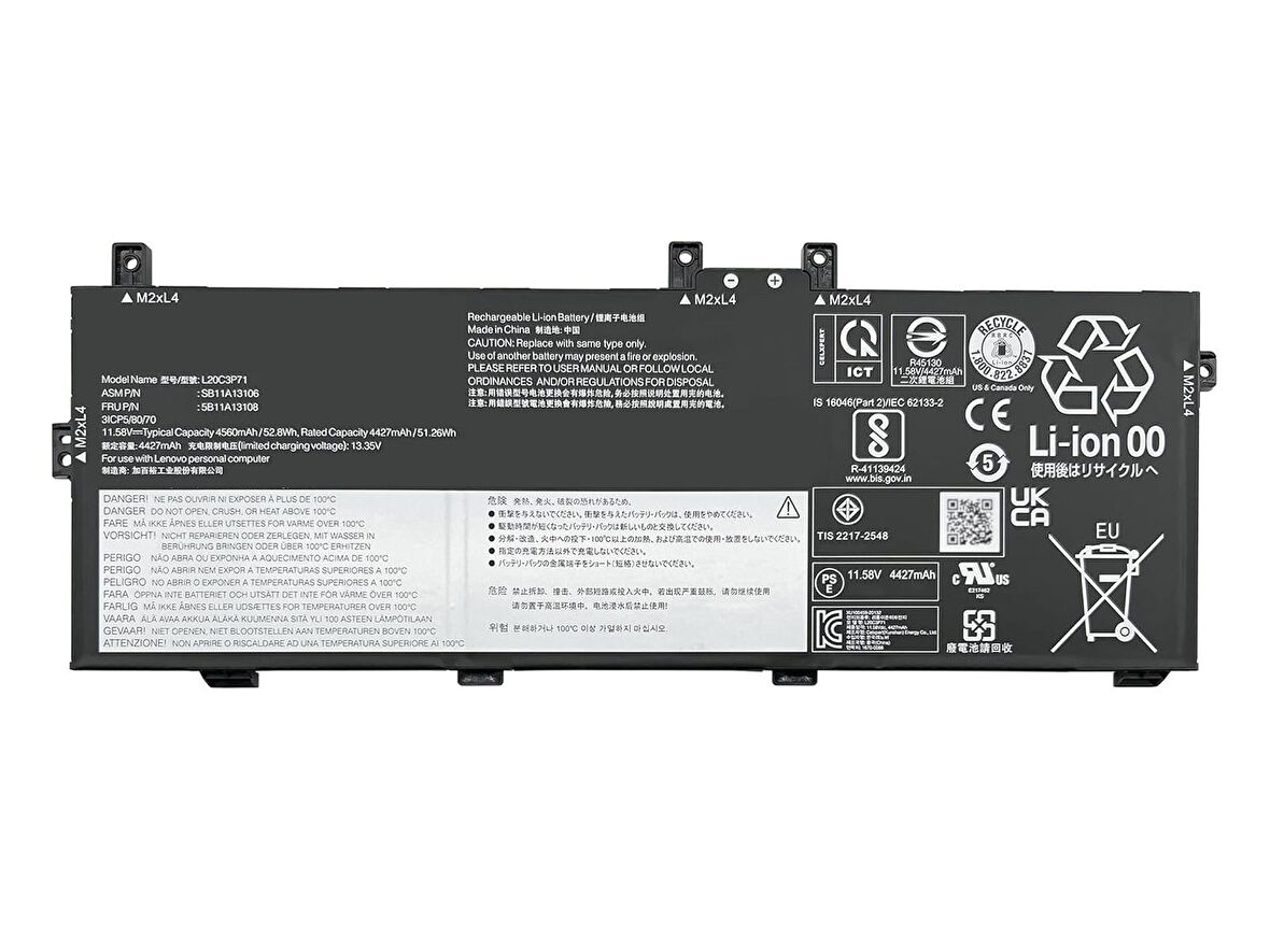 Lenovo ThinkPad X13 Yoga Gen2, L20C3P71 ile Uyumlu Notebook Batarya Pili 