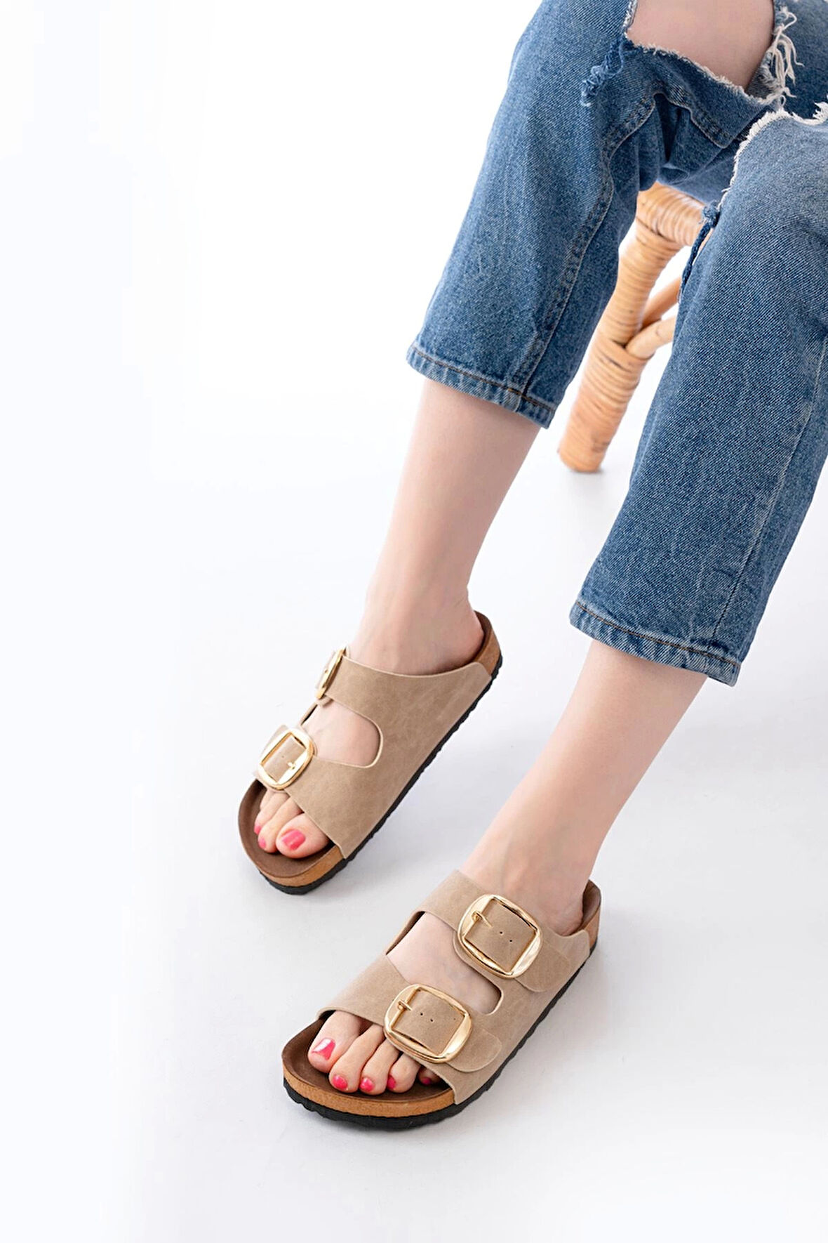 Bej Günlük Birkenstock Kadın Terlik
