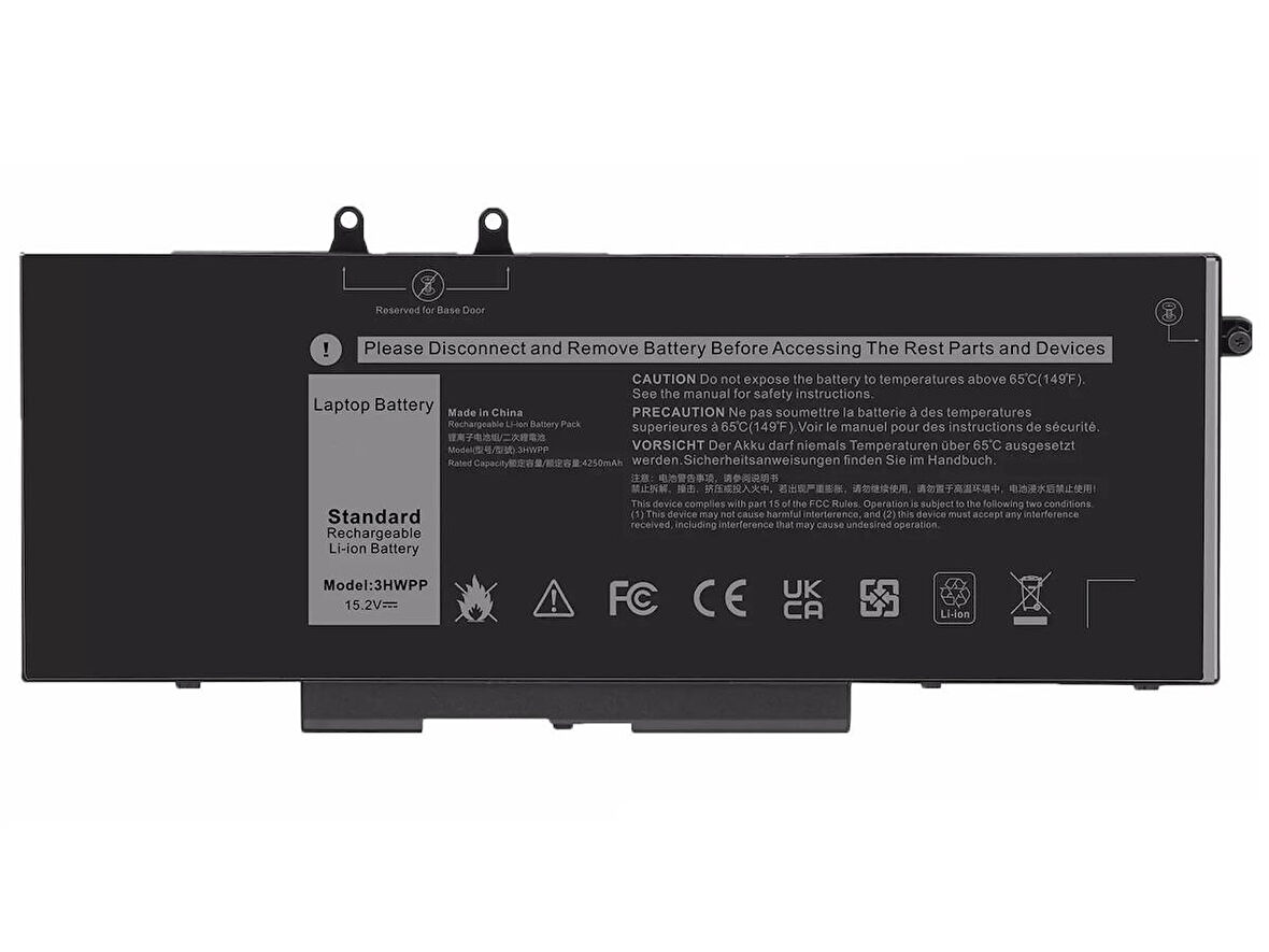 Dell Latitude 5401, 5501 ile Uyumlu Notebook Bataryası Pili - 4 Cell - 15.2V