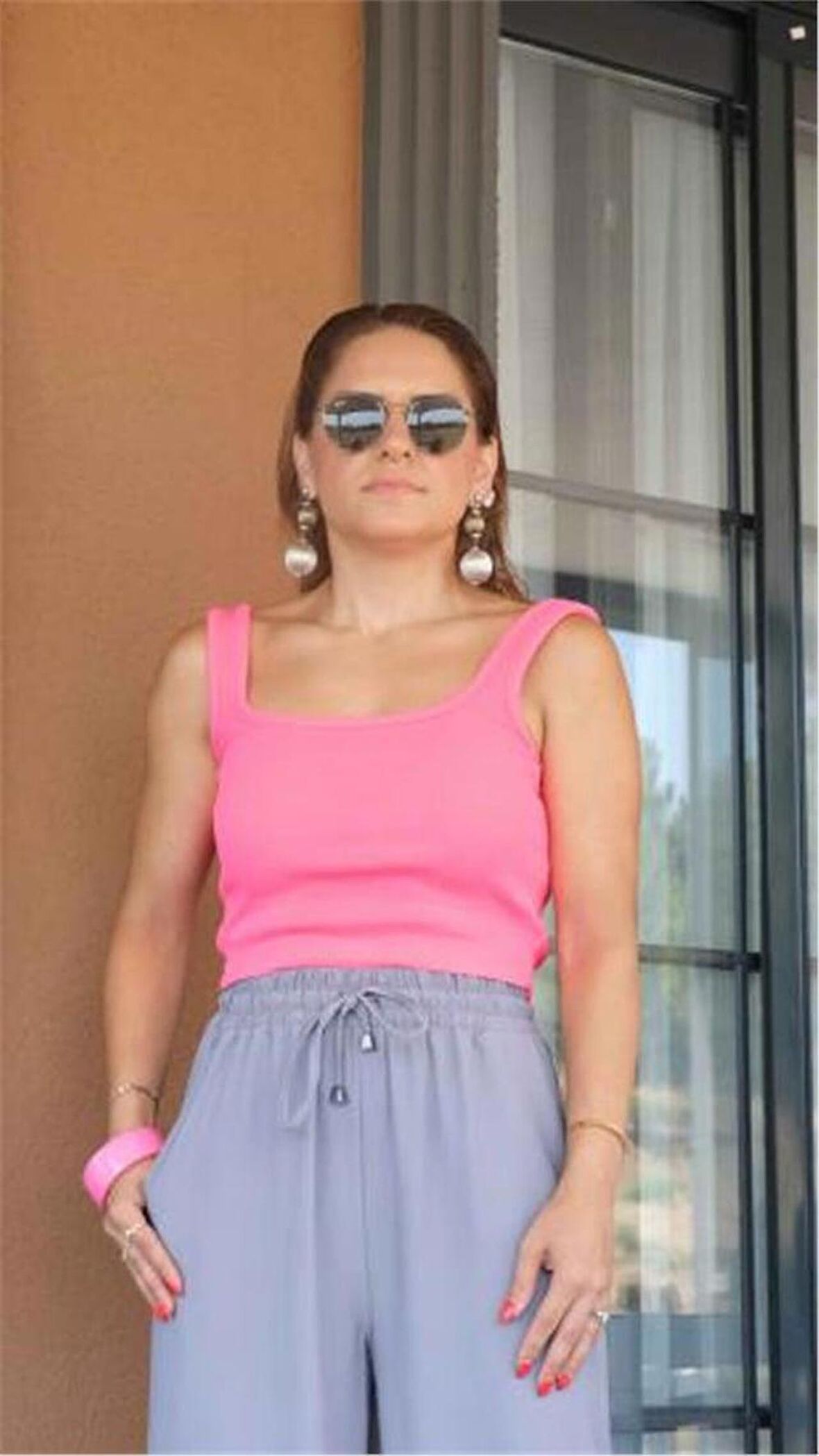 Pembe Fitilli Triko Crop