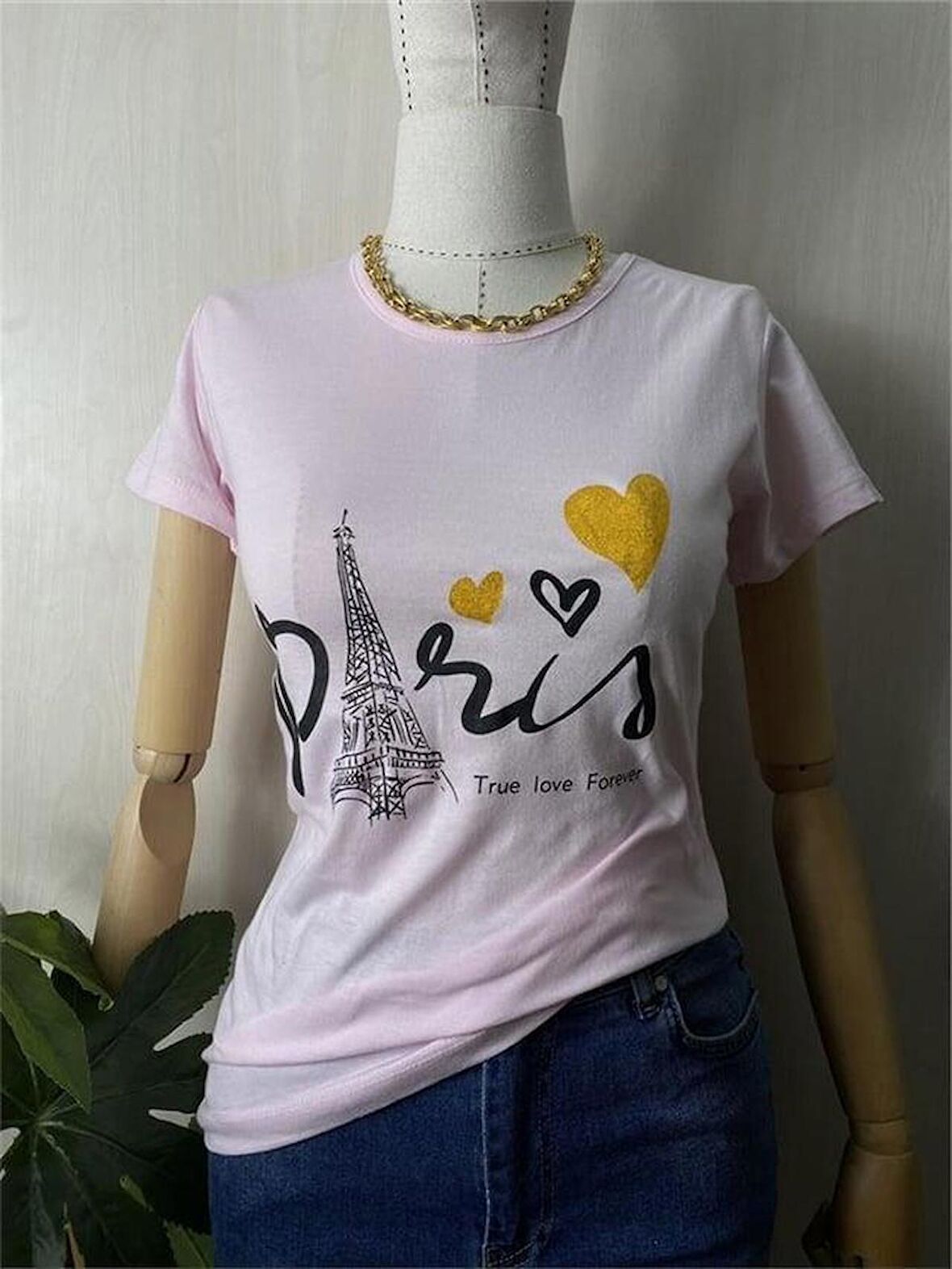 Paris Baskılı Beyaz Tshirt